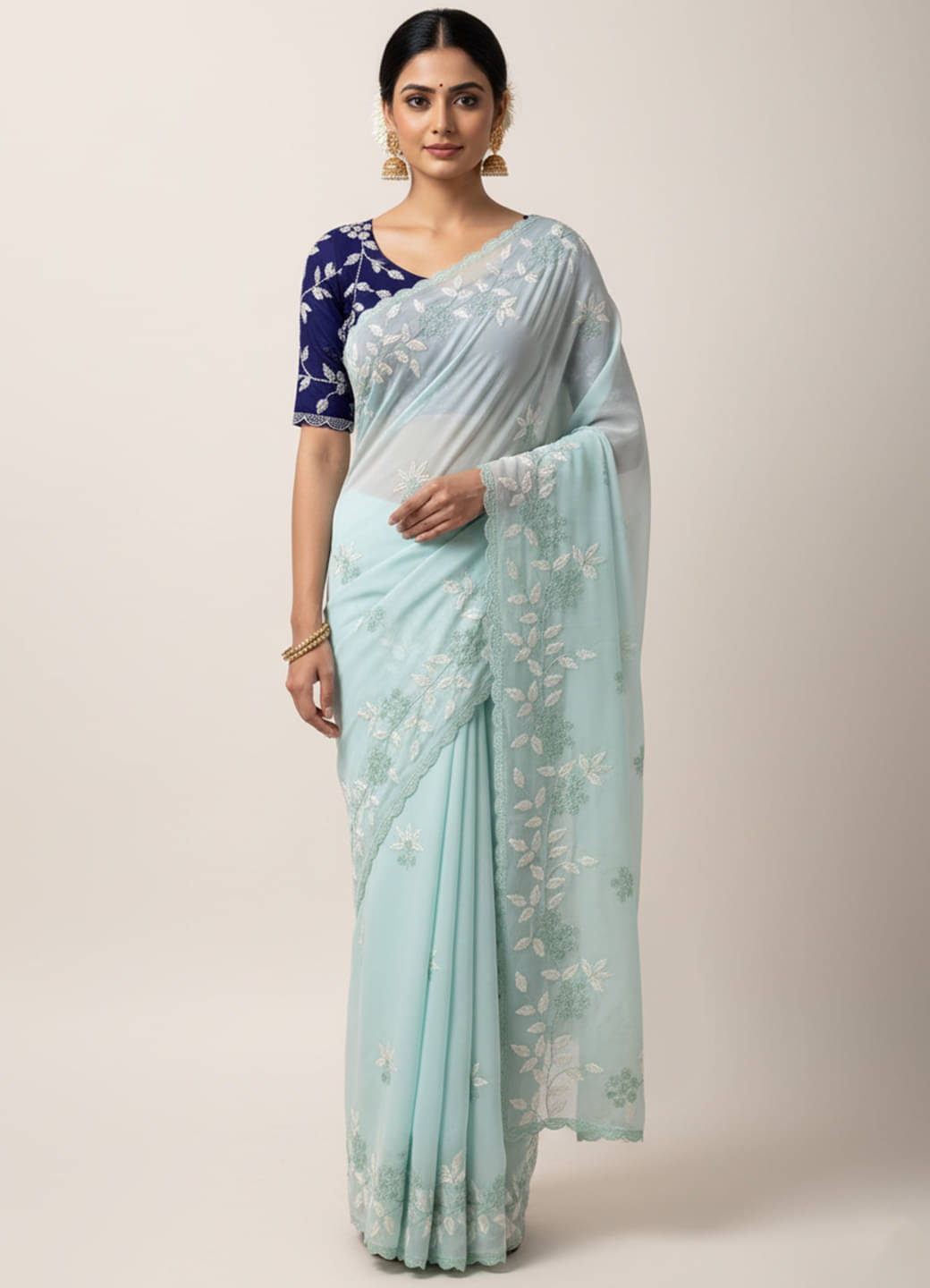 Nayanthara Trends Georgette Embroidered Regular Saree With Unstitched Blouse Piece ( Light Blue ) Nayanthara Trends Georgette Embroidered Regular Saree With Unstitched Blouse Piece ( Light Blue )