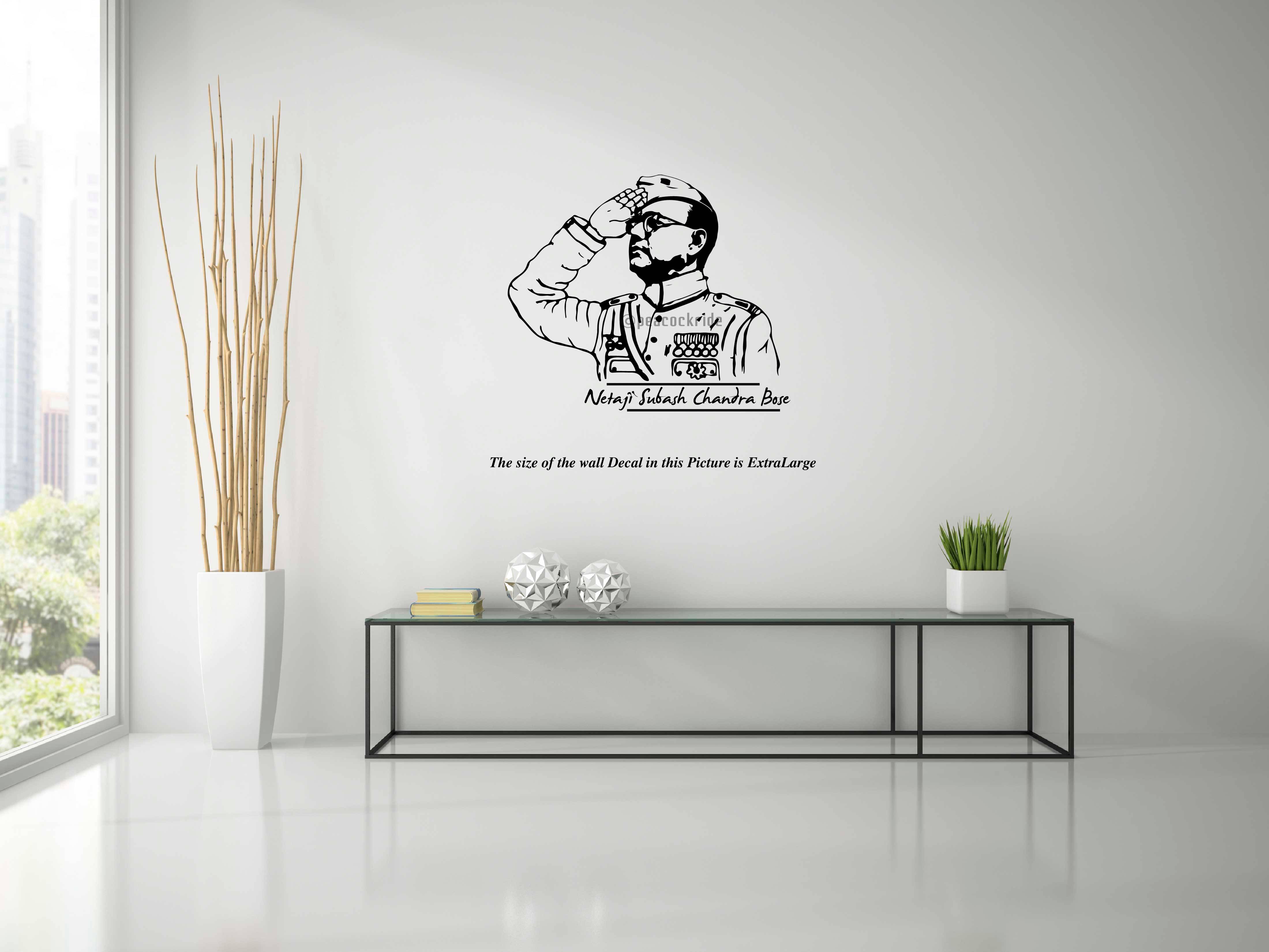     			PEACOCKRIDE Netaji Subhas Chandra Bose-The Real Hero Wall Decal Wall Stickers