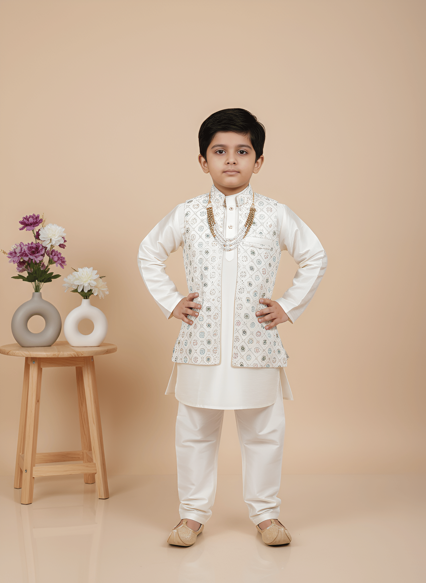 New Collection Baby Boys Silk Blend White Kurta Churidar Set ( Pack of 1 ) New Collection Baby Boys Silk Blend White Kurta Churidar Set ( Pack of 1 )