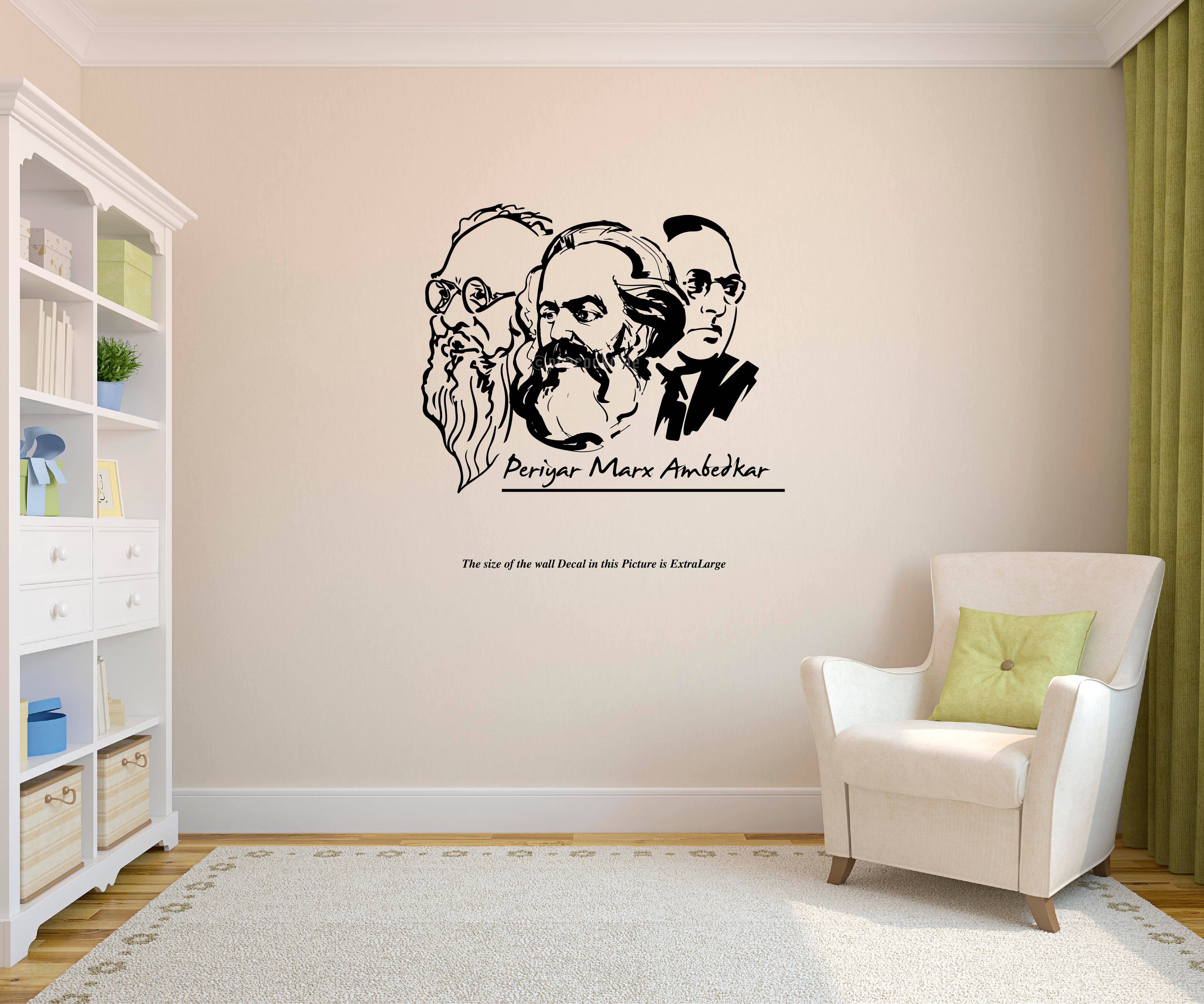     			PEACOCKRIDE Periyar Karl Marx Ambedkar Wall Decal Wall Stickers
