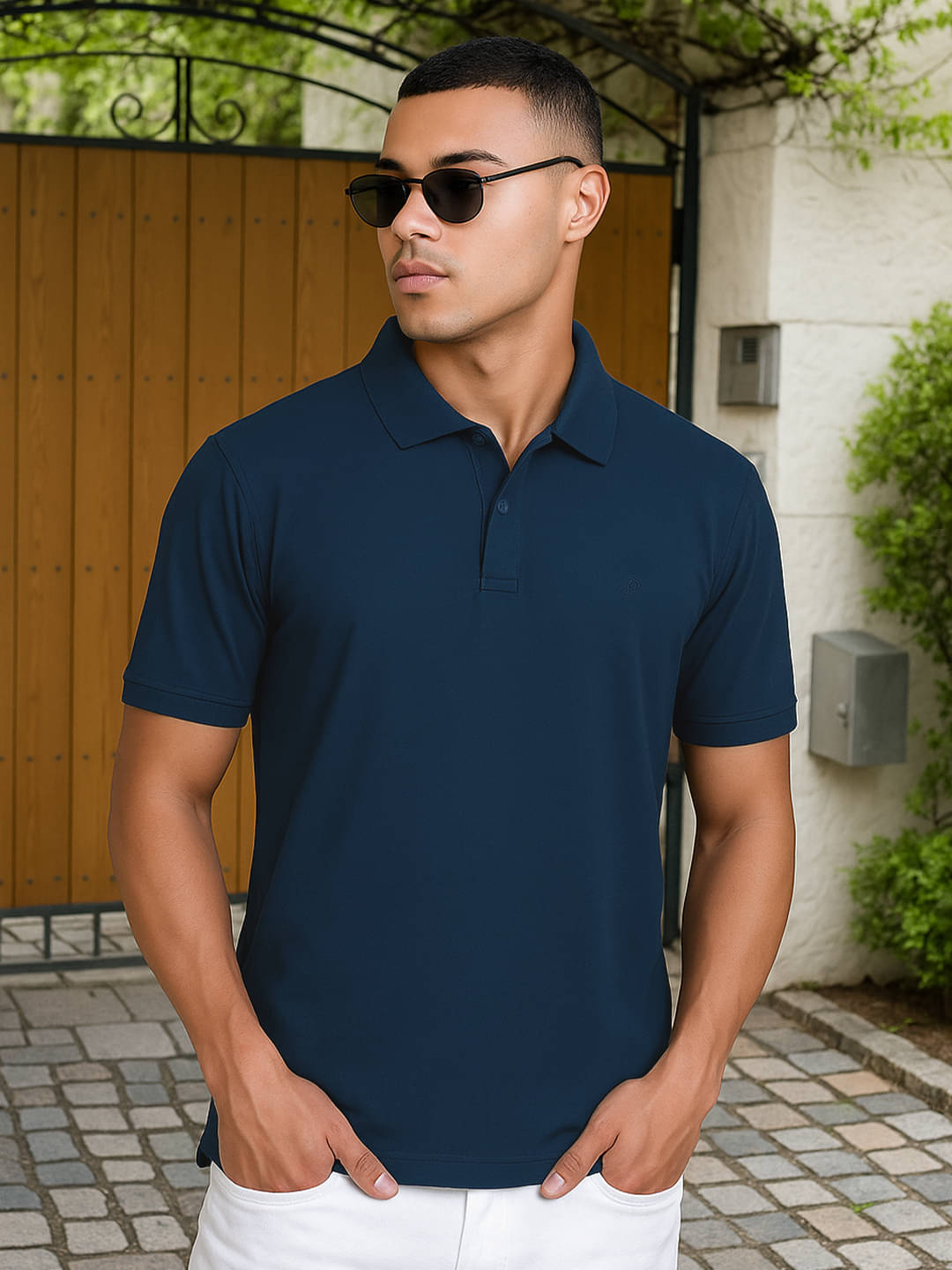 Promount Men Polyester Regular Fit Solid Polo T Shirt ( Navy )     			Promount Men Polyester Regular Fit Solid Polo T Shirt ( Navy )