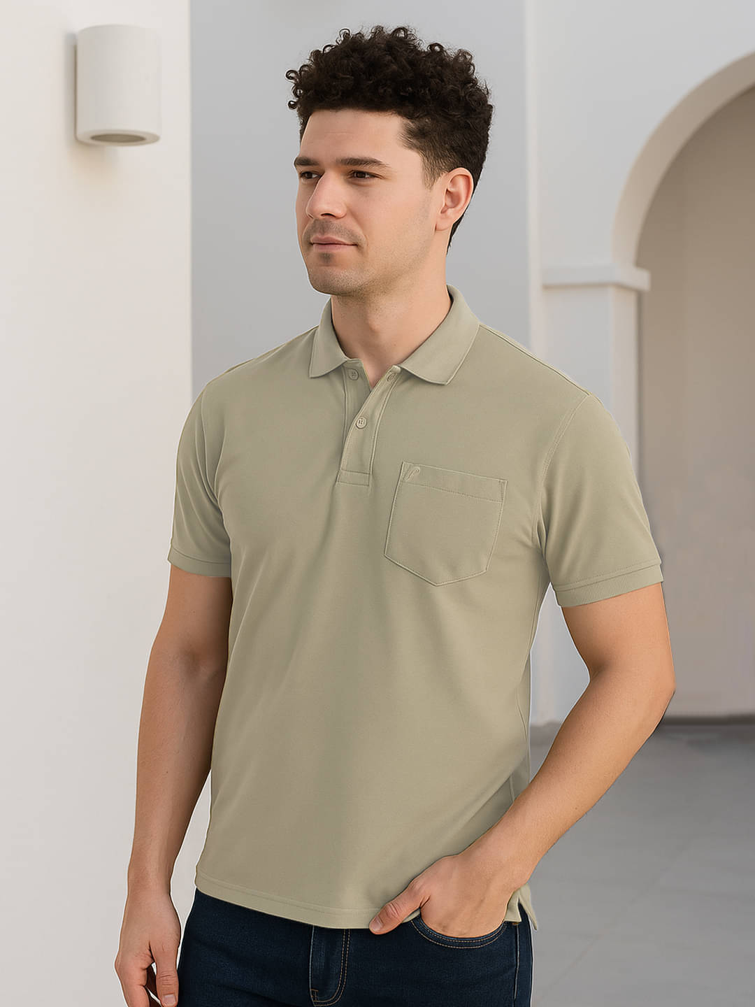 Promount Men Polyester Regular Fit Solid Polo T Shirt ( Beige ) Promount Men Polyester Regular Fit Solid Polo T Shirt ( Beige )