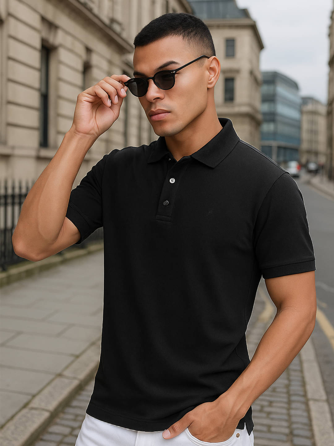     			Promount Men Polyester Regular Fit Solid Polo T Shirt ( Black )