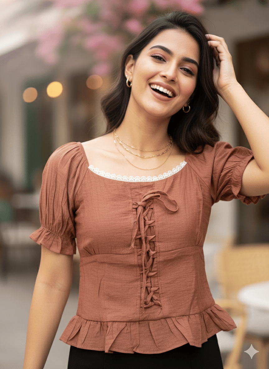     			Quintessentials Women's Cotton Blend Regular Top ( Rust )