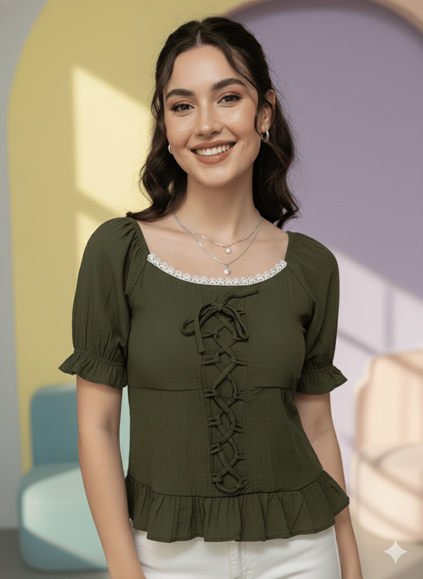 Quintessentials Women's Cotton Blend Regular Top ( Green ) Quintessentials Women's Cotton Blend Regular Top ( Green )