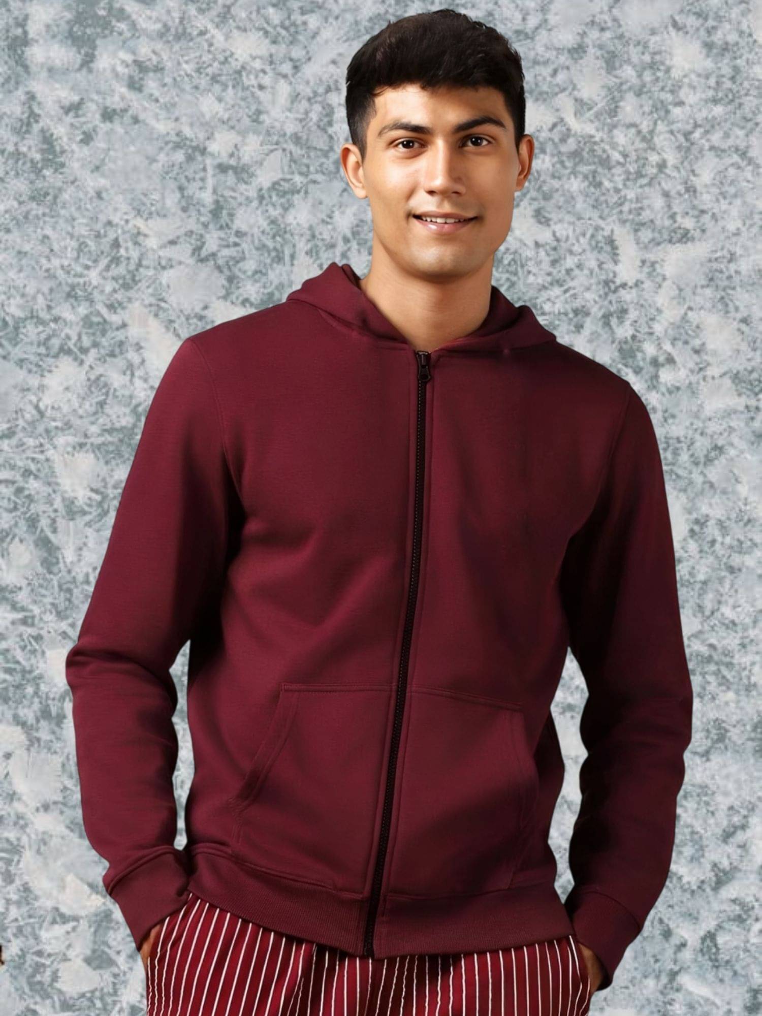     			Rino Fleece Hooded Men's Sweatshirt - Maroon ( Pack of 1 )