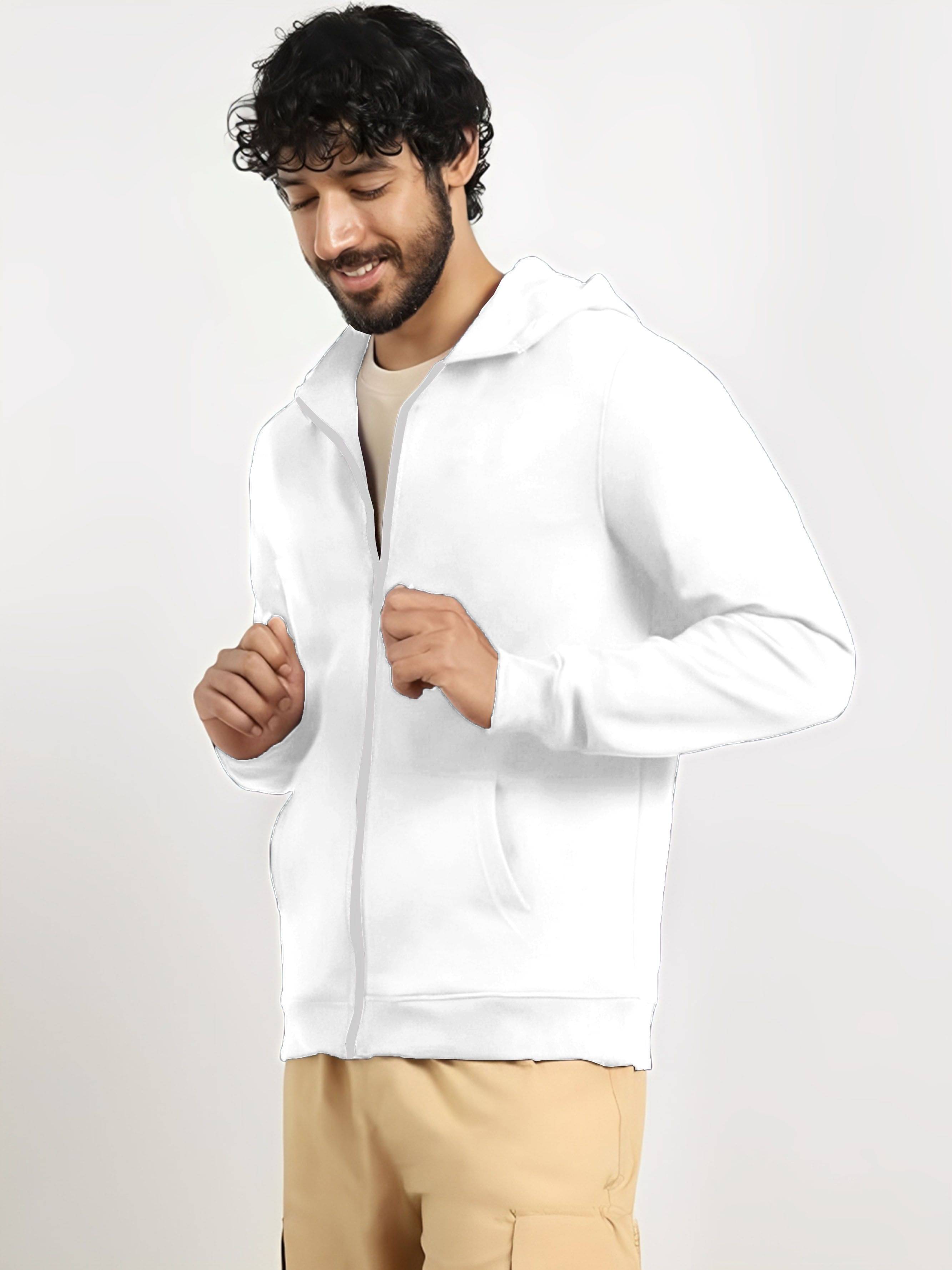Rino Fleece Men's Casual Jacket - White ( Pack of 1 ) Rino Fleece Men's Casual Jacket - White ( Pack of 1 )