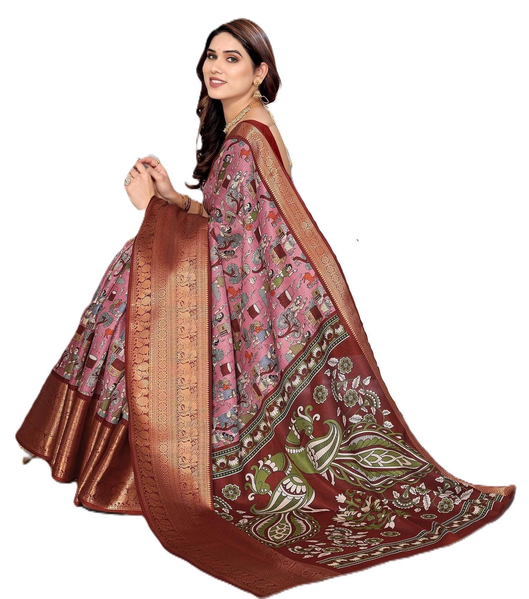 SAREESWAG Silk Blend Woven Regular Saree With Unstitched Blouse Piece ( Pink ) SAREESWAG Silk Blend Woven Regular Saree With Unstitched Blouse Piece ( Pink )