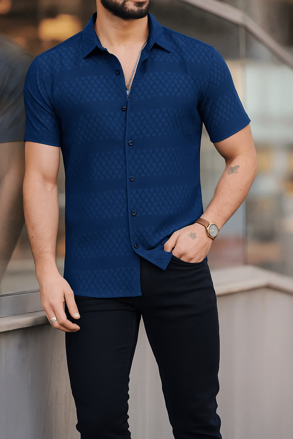 SOLBIZA Poly Cotton Regular Fit Solids Half Sleeves Men's Casual Shirt - Blue ( Pack of 1 ) SOLBIZA Poly Cotton Regular Fit Solids Half Sleeves Men's Casual Shirt - Blue ( Pack of 1 )