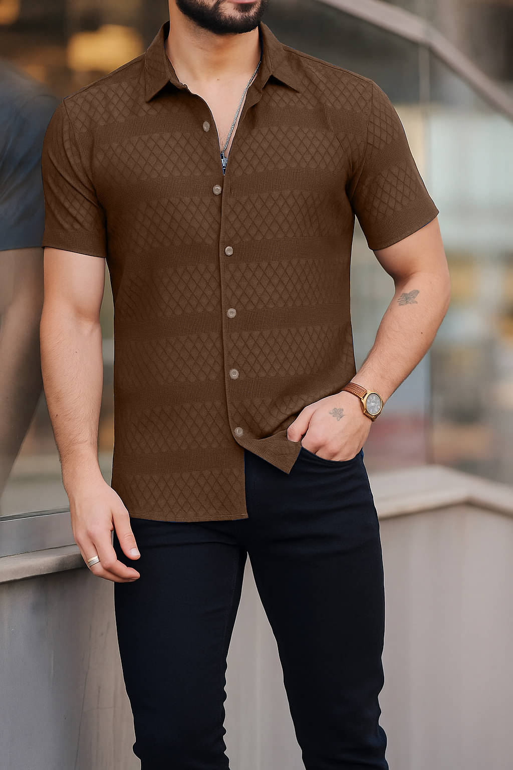 SOLBIZA Poly Cotton Regular Fit Solids Half Sleeves Men's Casual Shirt - Brown ( Pack of 1 ) SOLBIZA Poly Cotton Regular Fit Solids Half Sleeves Men's Casual Shirt - Brown ( Pack of 1 )