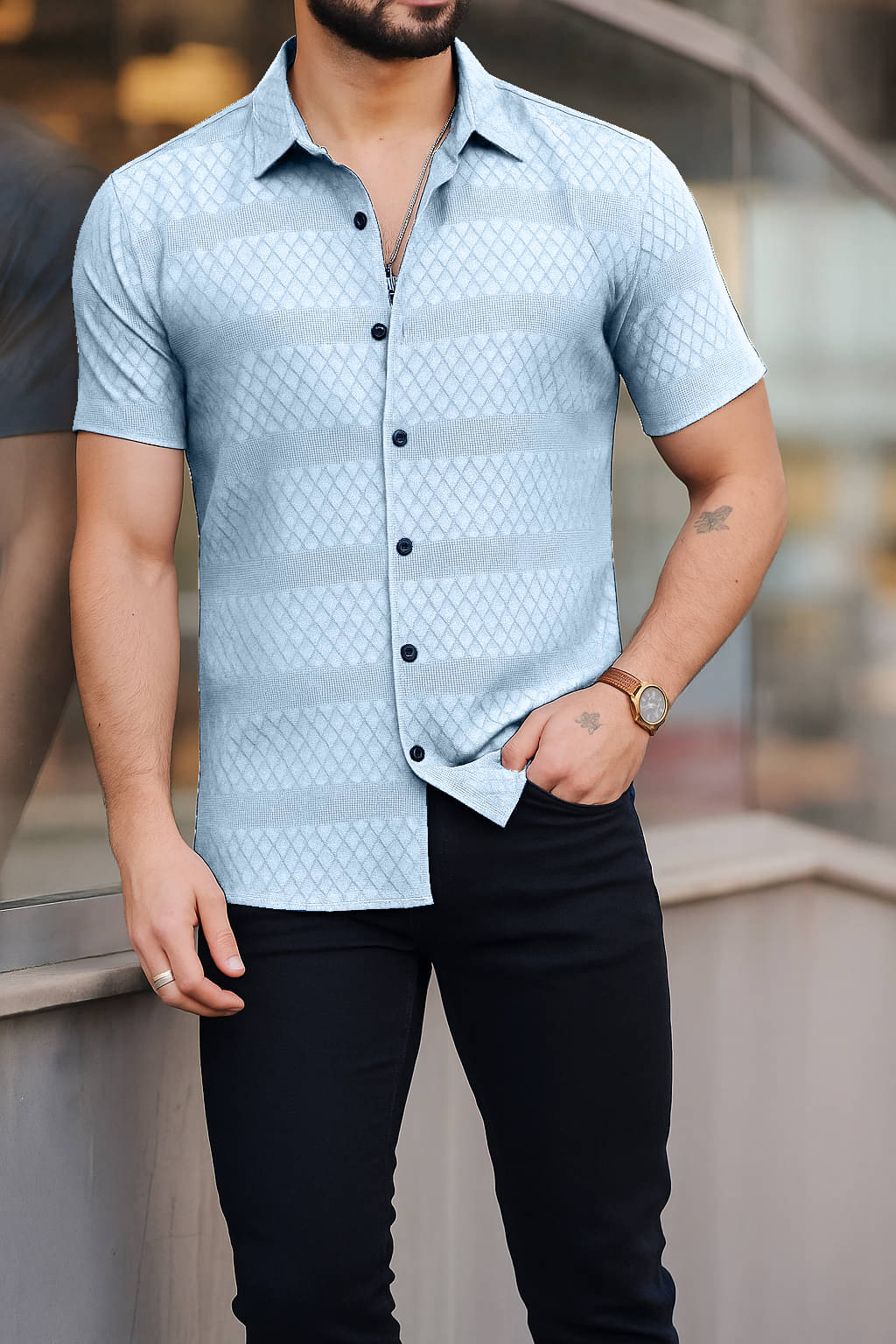 SOLBIZA Poly Cotton Regular Fit Solids Half Sleeves Men's Casual Shirt - Light Blue ( Pack of 1 )     			SOLBIZA Poly Cotton Regular Fit Solids Half Sleeves Men's Casual Shirt - Light Blue ( Pack of 1 )