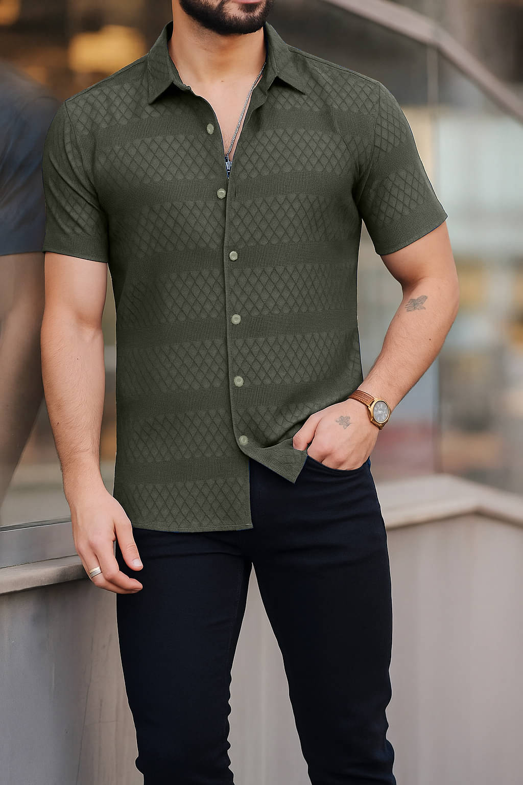 SOLBIZA Poly Cotton Regular Fit Solids Half Sleeves Men's Casual Shirt - Olive ( Pack of 1 ) SOLBIZA Poly Cotton Regular Fit Solids Half Sleeves Men's Casual Shirt - Olive ( Pack of 1 )