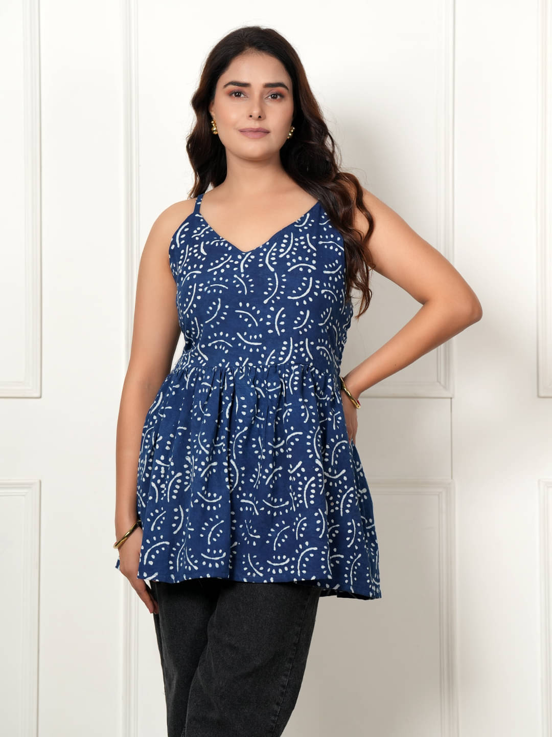 STYLE SHOES Women's Cotton Regular Top ( Blue )     			STYLE SHOES Women's Cotton Regular Top ( Blue )