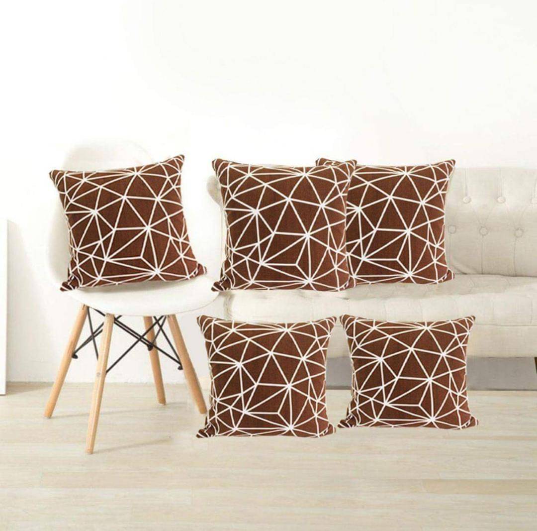 Style Maniac Set of 5 Jute Ethnic Square Cushion Cover (40X40)cm - Brown     			Style Maniac Set of 5 Jute Ethnic Square Cushion Cover (40X40)cm - Brown