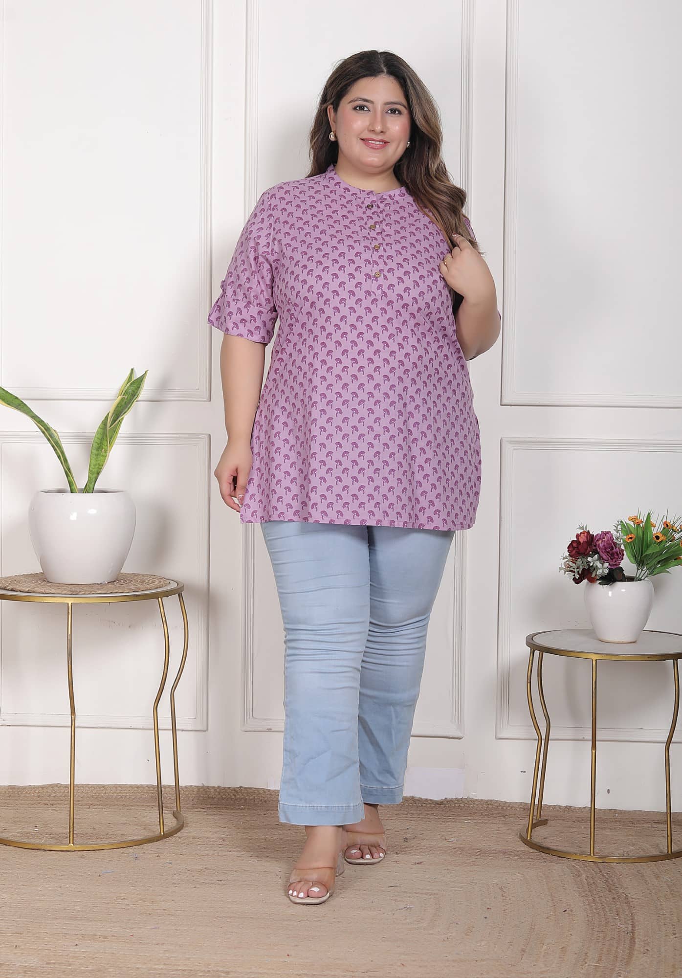 Swasti Women Cotton Printed A-line Kurti ( Purple ) - Kurtis, Tunics | Buy online on ZillyBuy