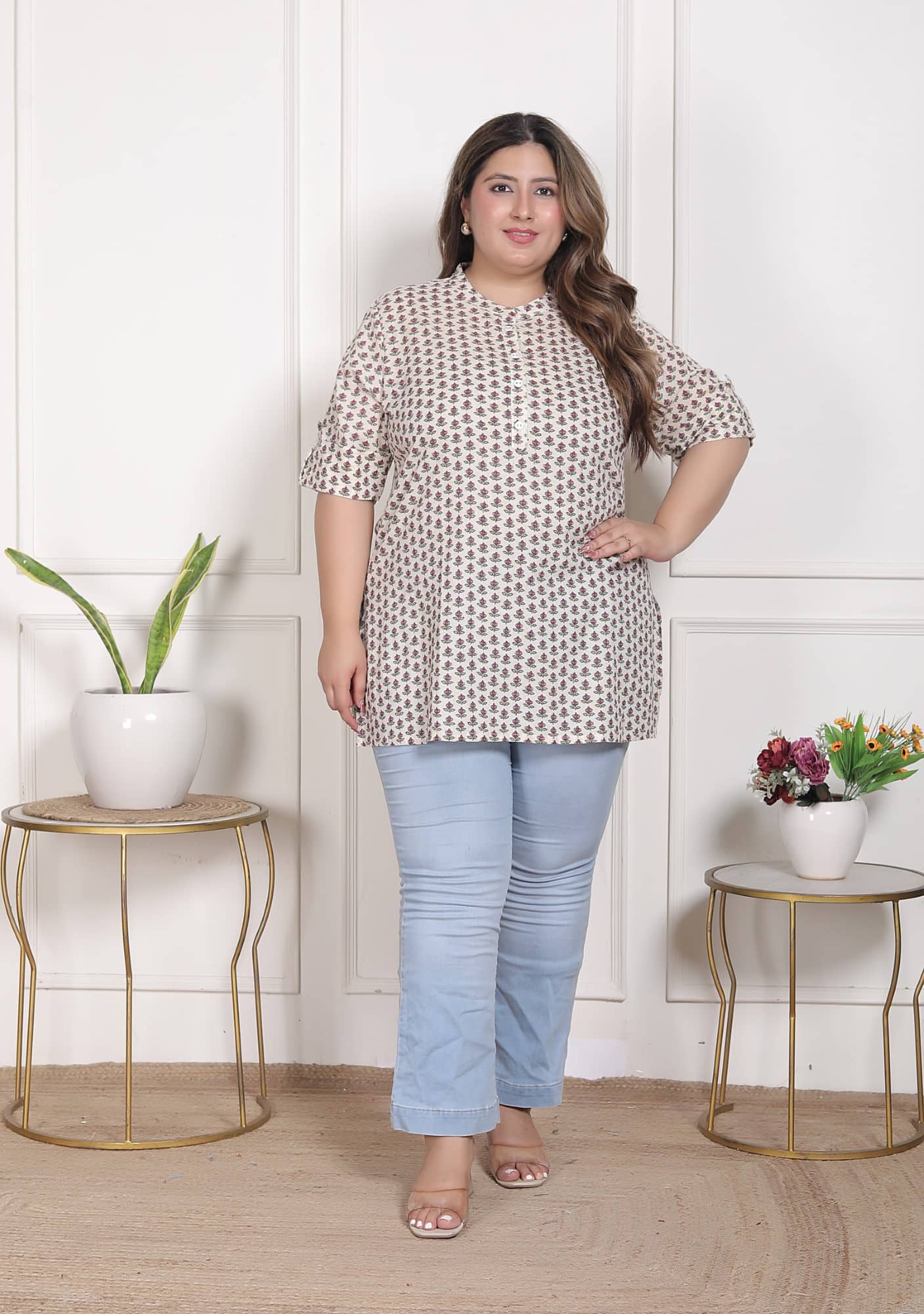 Swasti Women Cotton Printed A-line Kurti ( White ) - Kurtis, Tunics | Buy online on ZillyBuy