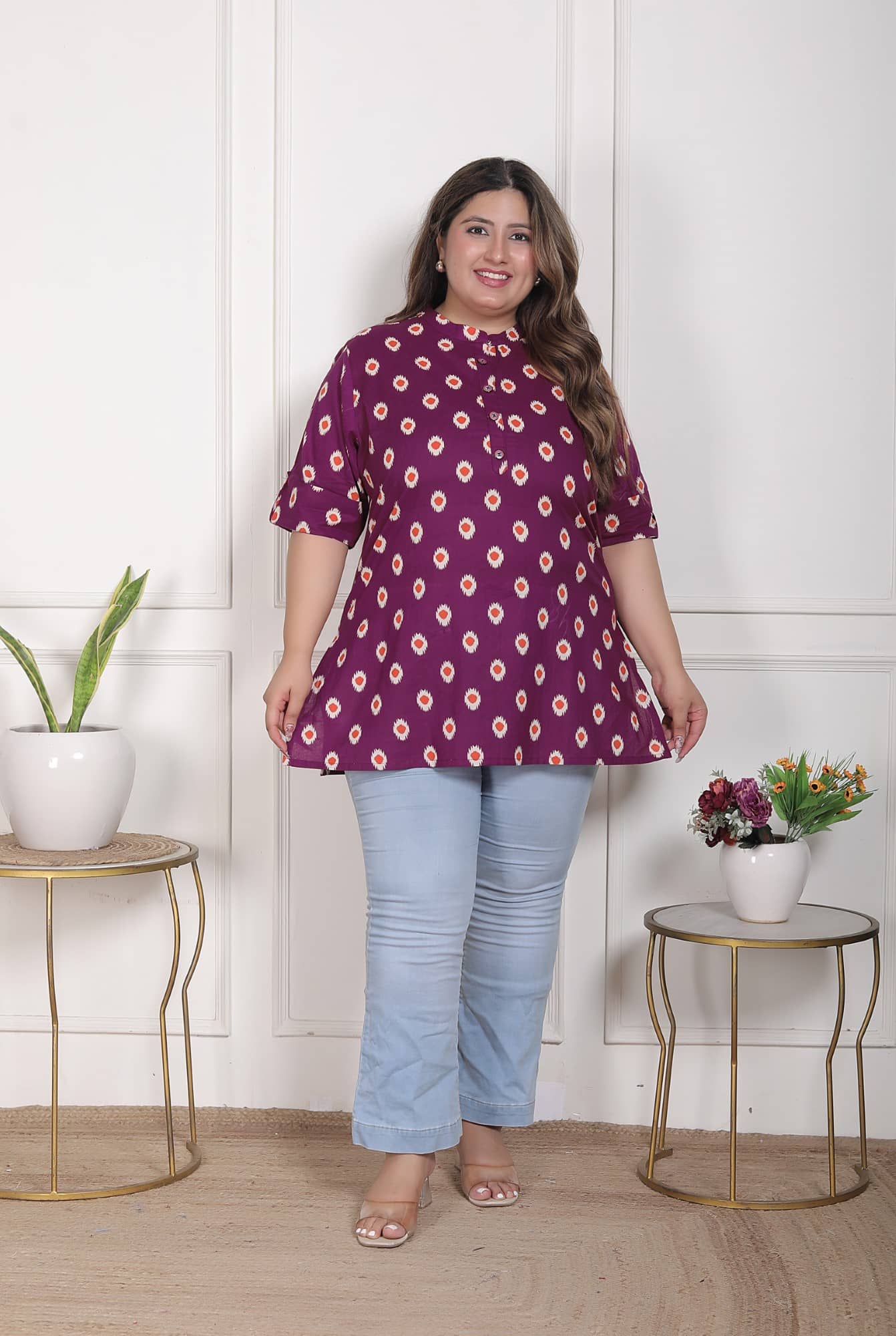 Swasti Women Cotton Printed A-line Kurti ( Purple ) - Kurtis, Tunics | Buy online on ZillyBuy