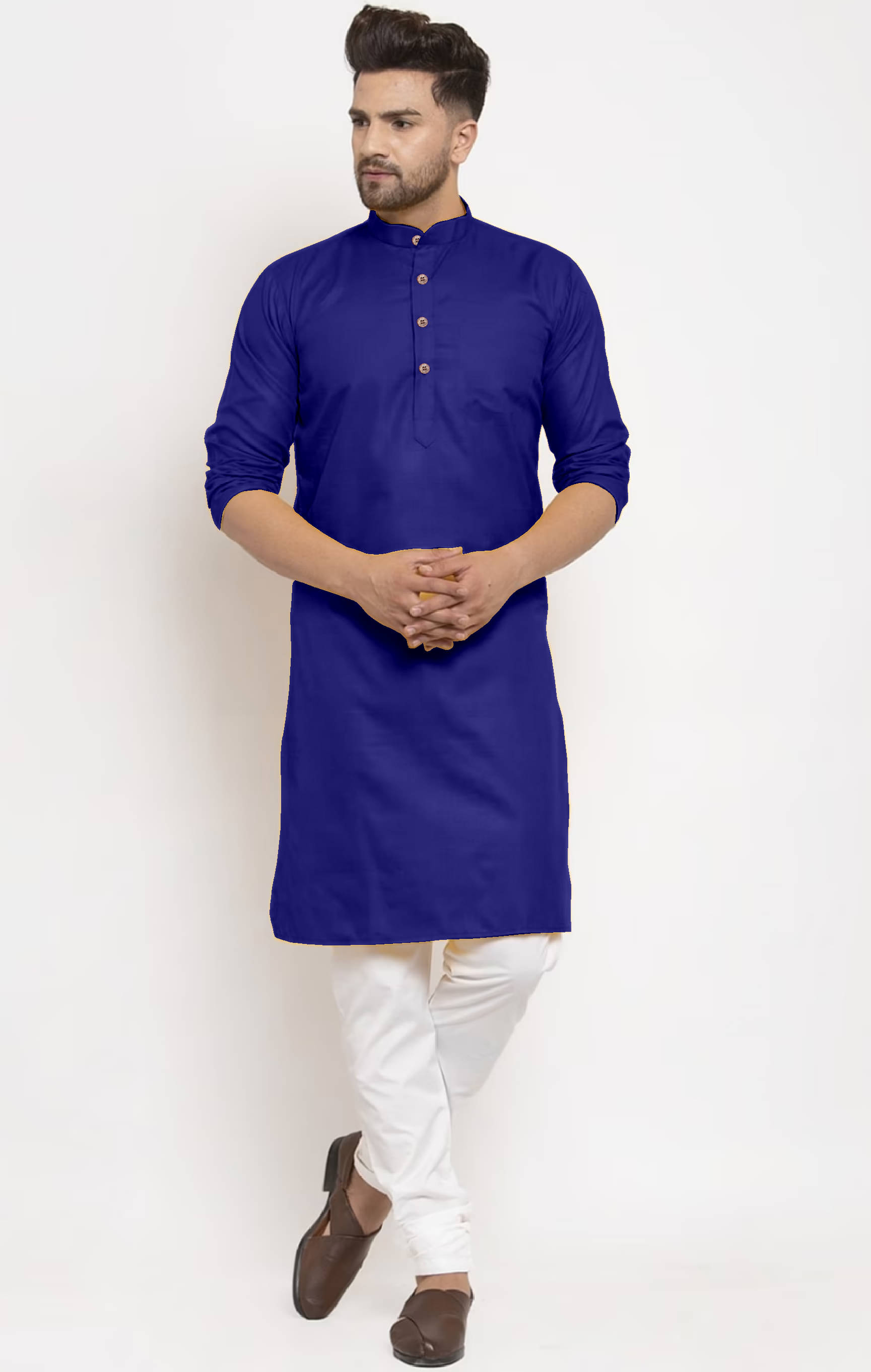 THREADS STUDIO Blue Cotton Blend Men's Regular Kurta ( Pack of 1 ) THREADS STUDIO Blue Cotton Blend Men's Regular Kurta ( Pack of 1 )