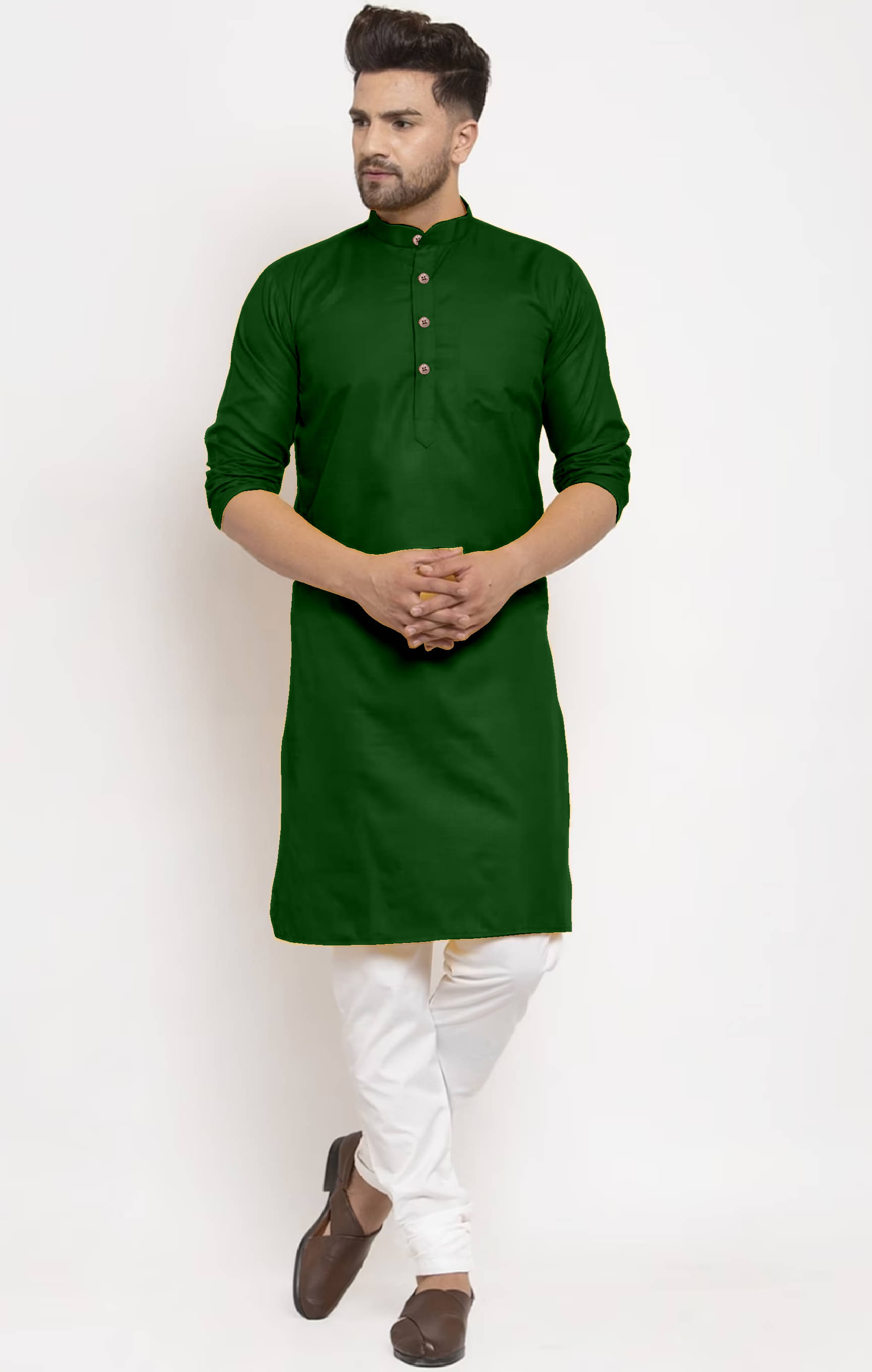 THREADS STUDIO Dark Green Cotton Blend Men's Regular Kurta ( Pack of 1 ) THREADS STUDIO Dark Green Cotton Blend Men's Regular Kurta ( Pack of 1 )