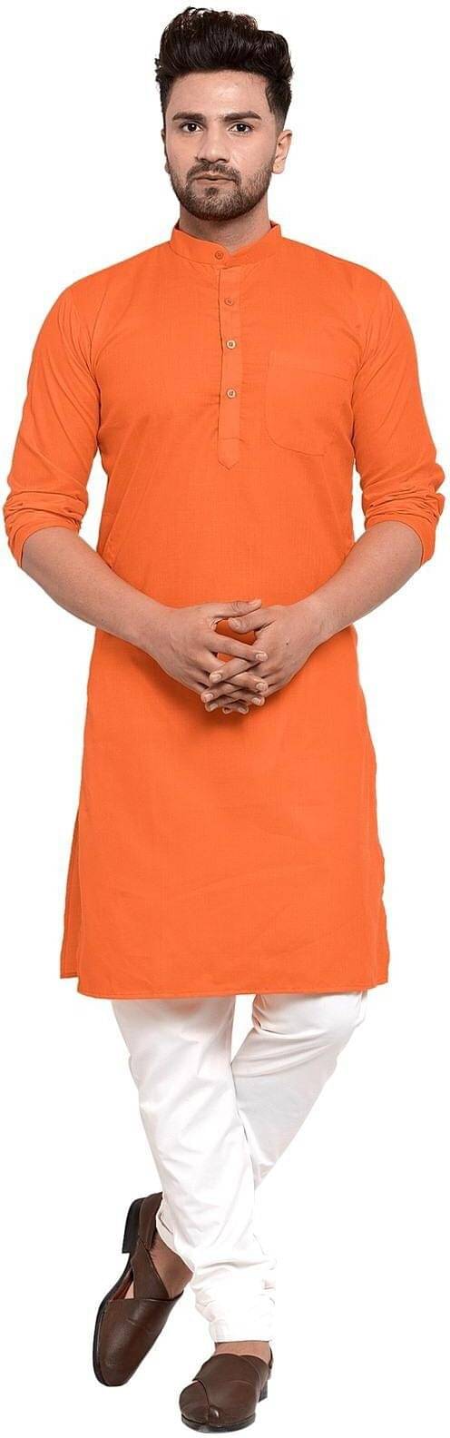 THREADS STUDIO Orange Cotton Blend Men's Regular Kurta ( Pack of 1 ) THREADS STUDIO Orange Cotton Blend Men's Regular Kurta ( Pack of 1 )