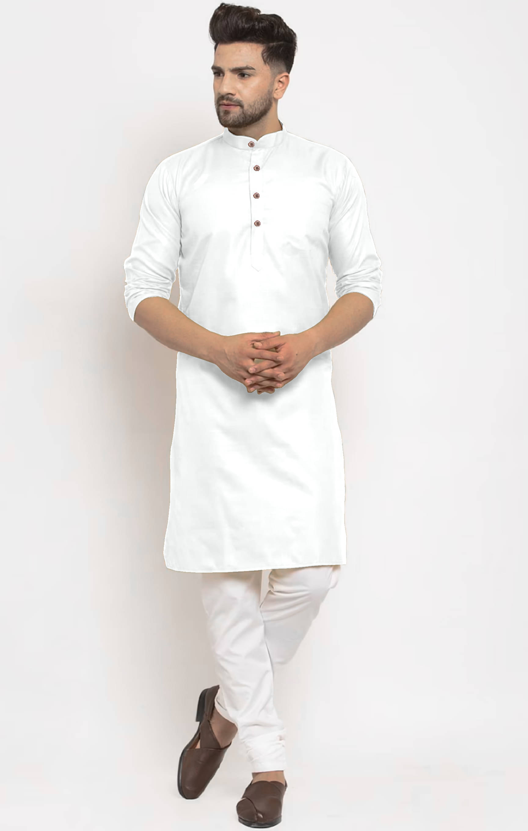 THREADS STUDIO White Cotton Blend Men's Regular Kurta ( Pack of 1 ) THREADS STUDIO White Cotton Blend Men's Regular Kurta ( Pack of 1 )
