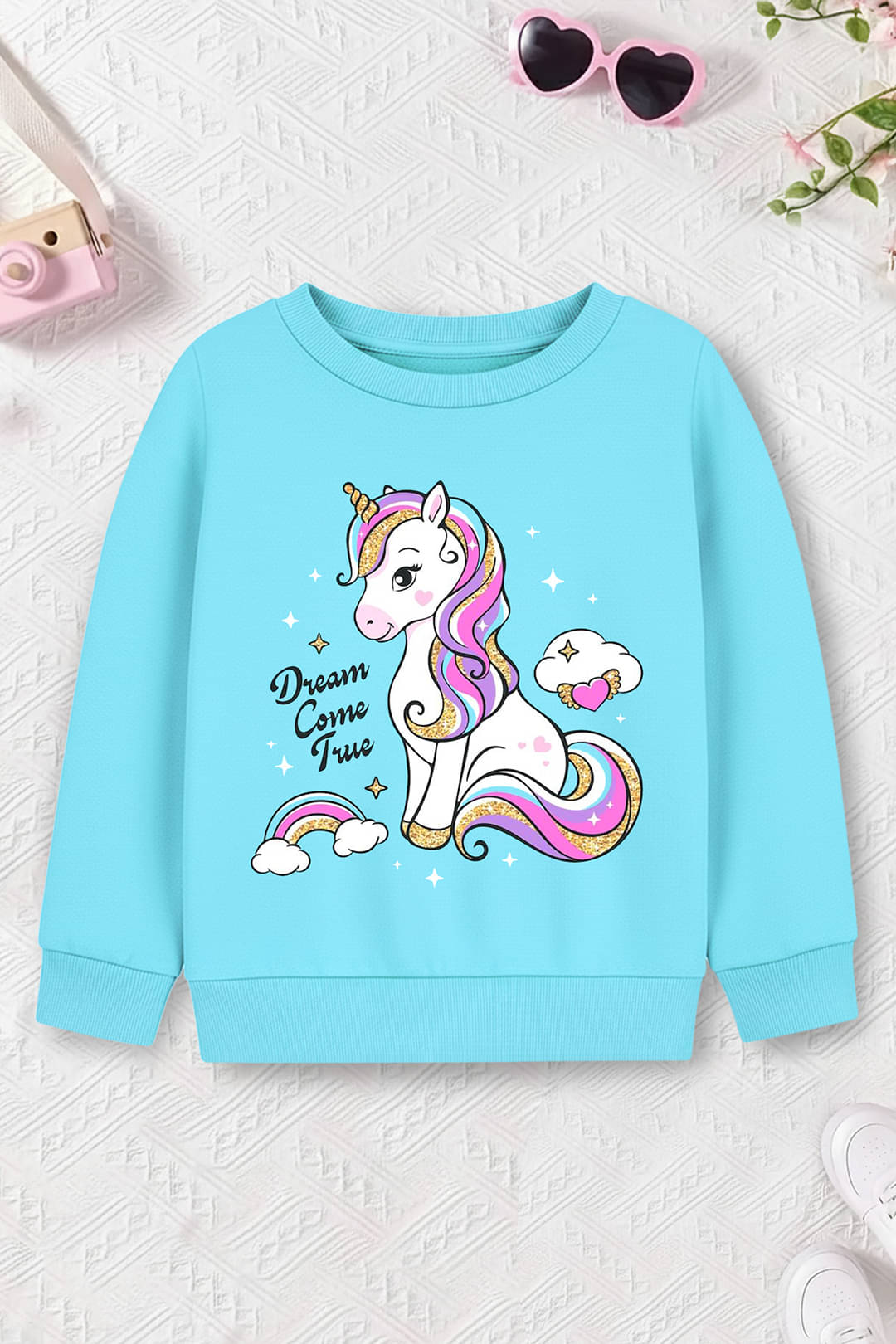     			Trampoline Pack of 1 Girls Fleece Sweatshirt ( Light Blue )