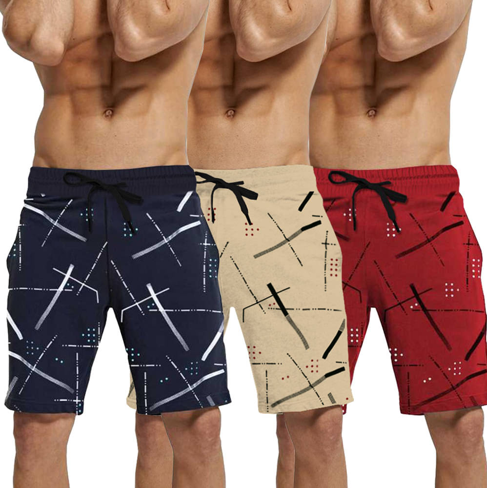 Tripr Multicolor 6 Cotton Blend Men's Shorts ( Pack of 3 )     			Tripr Multicolor 6 Cotton Blend Men's Shorts ( Pack of 3 )