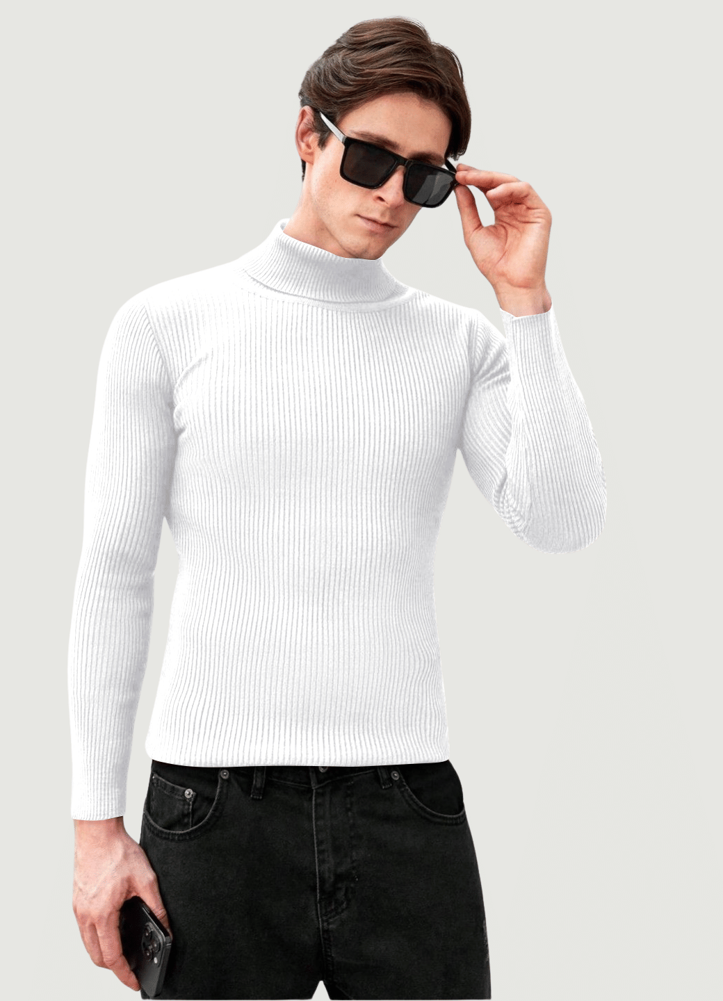 Urban Trees Cotton Blend High Neck Men's Full Sleeves Pullover Sweater - White ( Pack of 1 ) Urban Trees Cotton Blend High Neck Men's Full Sleeves Pullover Sweater - White ( Pack of 1 )