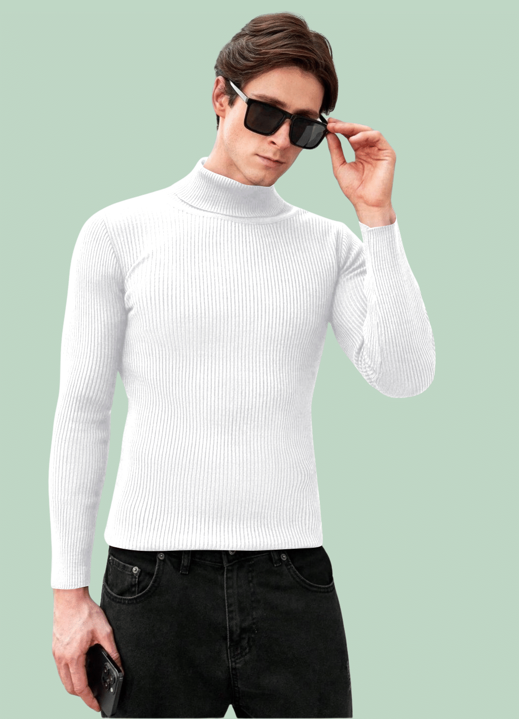 Urban Trees Cotton Blend High Neck Men's Full Sleeves Pullover Sweater - White ( Pack of 1 ) Urban Trees Cotton Blend High Neck Men's Full Sleeves Pullover Sweater - White ( Pack of 1 )