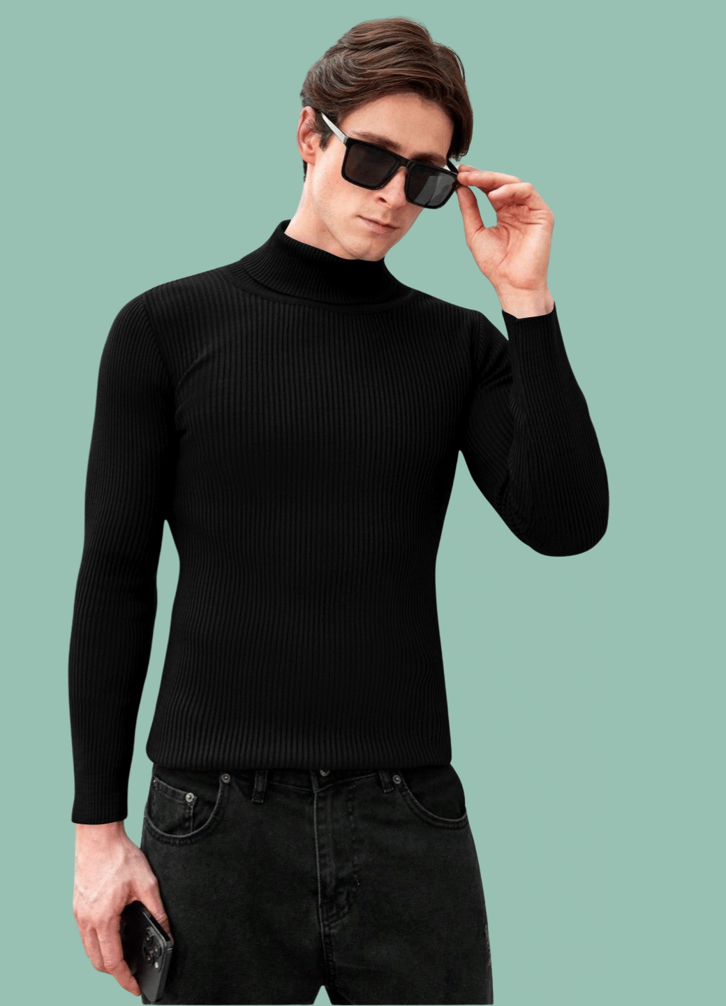 Urban Trees Cotton Blend High Neck Men's Full Sleeves Pullover Sweater - Black ( Pack of 1 ) Urban Trees Cotton Blend High Neck Men's Full Sleeves Pullover Sweater - Black ( Pack of 1 )