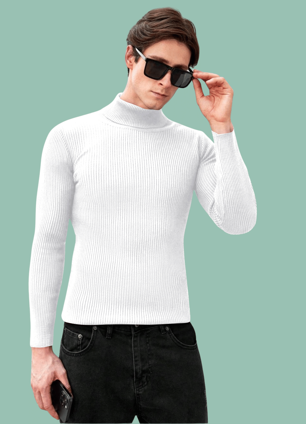 Urban Trees Cotton Blend High Neck Men's Full Sleeves Pullover Sweater - White ( Pack of 1 ) Urban Trees Cotton Blend High Neck Men's Full Sleeves Pullover Sweater - White ( Pack of 1 )