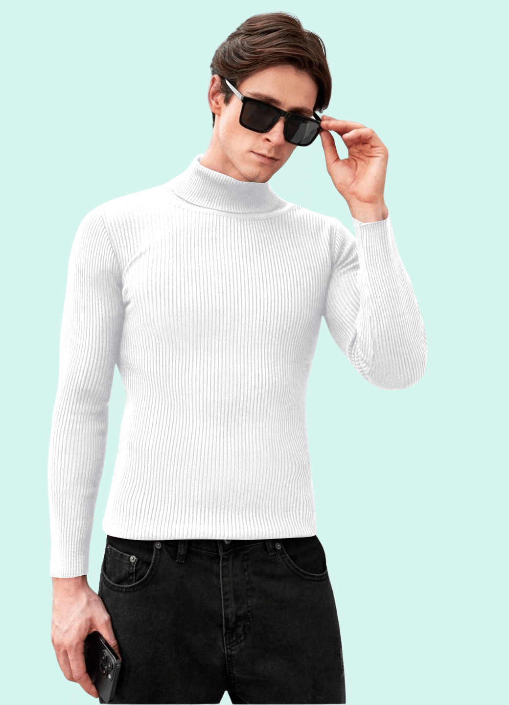 Urban Trees Cotton Blend High Neck Men's Full Sleeves Pullover Sweater - White ( Pack of 1 ) Urban Trees Cotton Blend High Neck Men's Full Sleeves Pullover Sweater - White ( Pack of 1 )