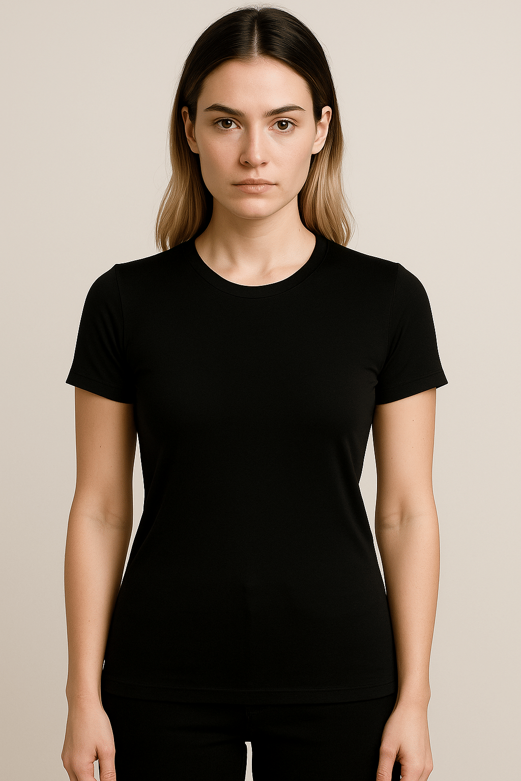 Urboholic Women Nylon Slim Fit Round Neck T-Shirt ( Black )     			Urboholic Women Nylon Slim Fit Round Neck T-Shirt ( Black )