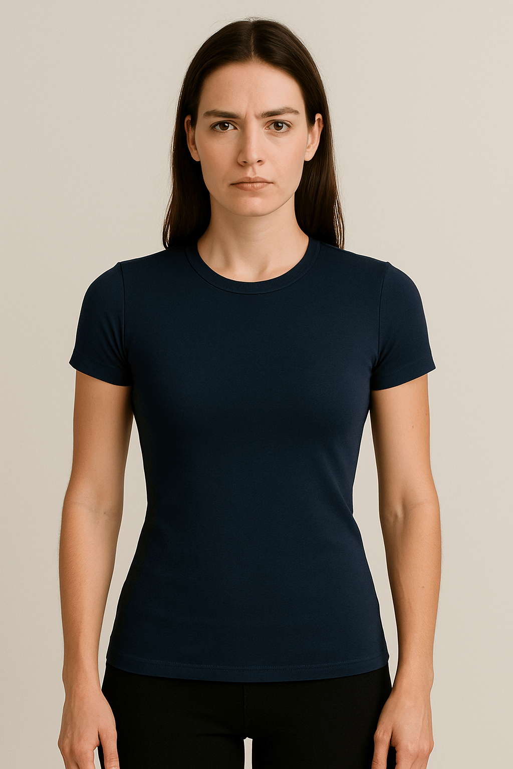 Urboholic Women Nylon Slim Fit Round Neck T-Shirt ( Navy )     			Urboholic Women Nylon Slim Fit Round Neck T-Shirt ( Navy )