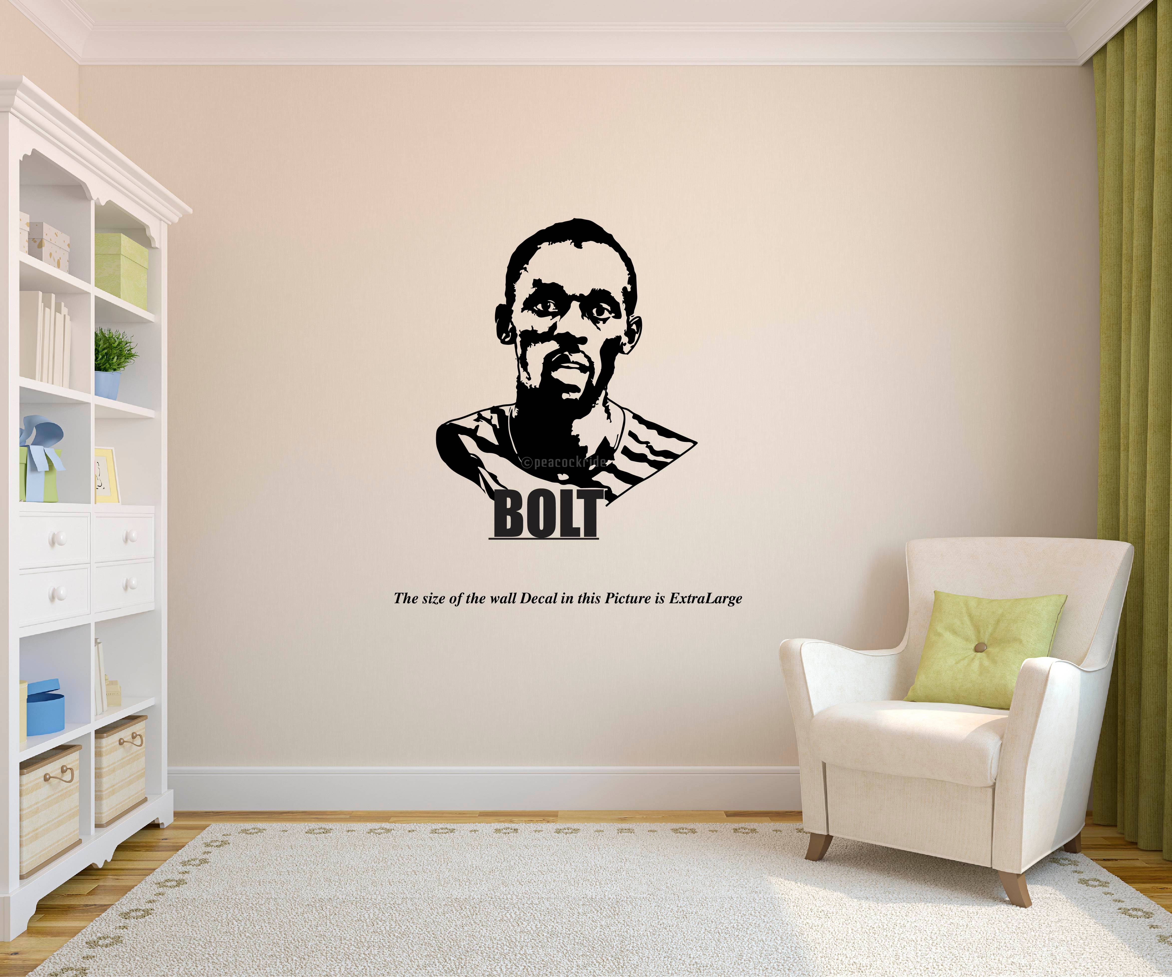     			PEACOCKRIDE Usain Bolt I Lightning Bolt I Athlete I Runner I Sports I Wall Decal Wall Stickers