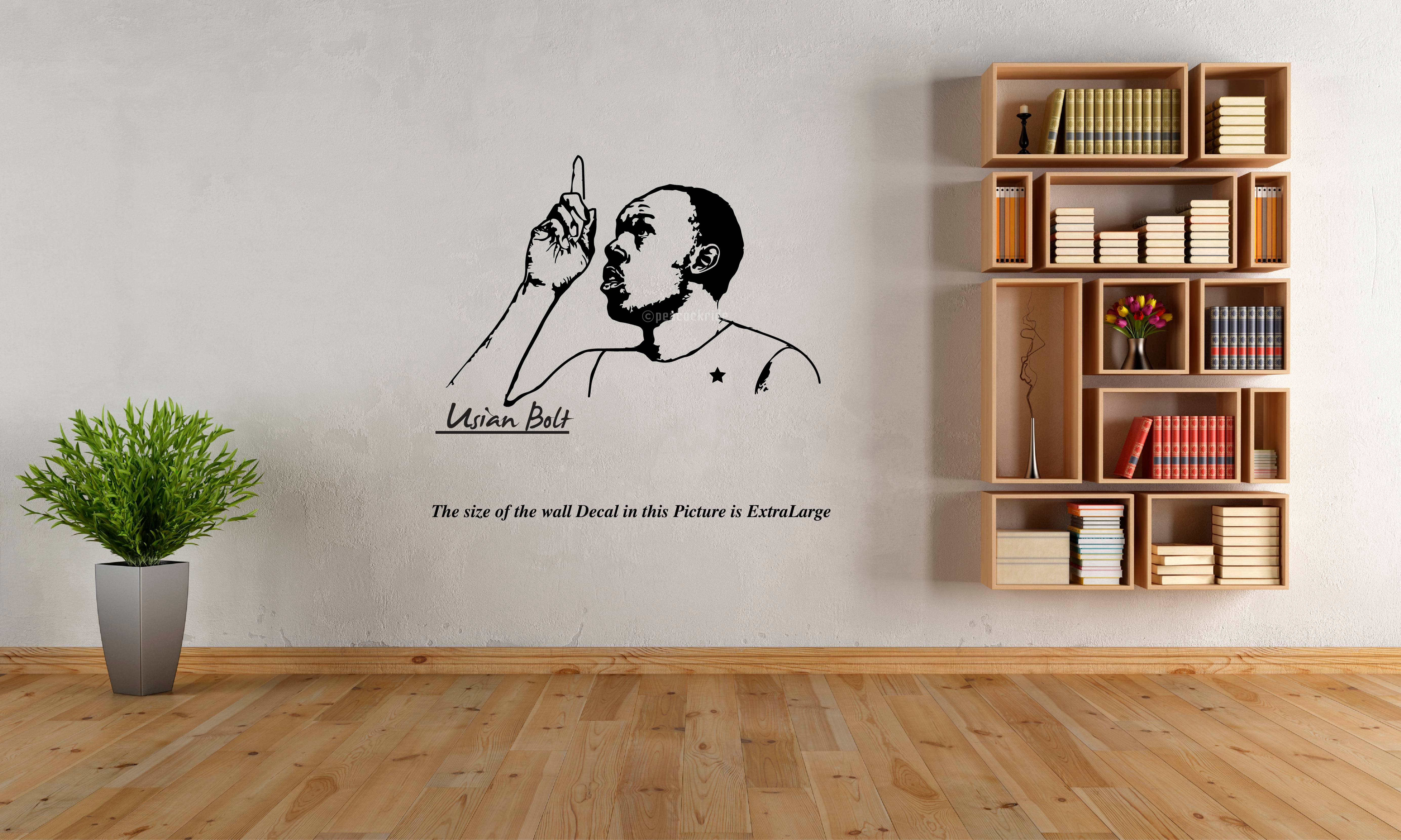     			PEACOCKRIDE Usain Bolt I Lightning Bolt I Athlete I Runner I Sports I Wall Decal Wall Stickers