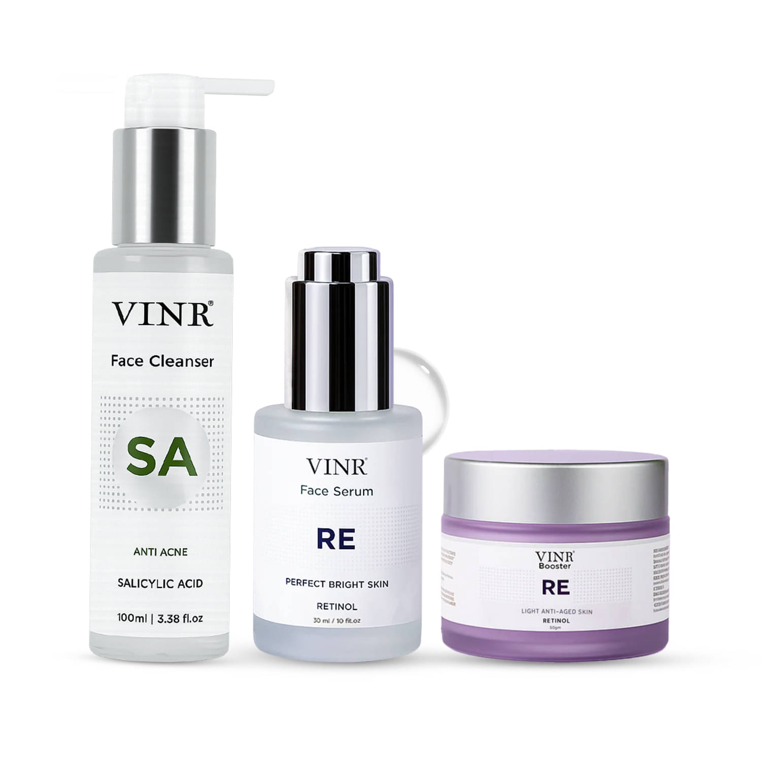 VINR Retinol Anti-Aging & Anti-Acne Combo | Retinol 1% Night Cream + 1% Retinol & Ceramide Serum + 2% Salicylic Acid Face Wash | Wrinkle Repair, Fine Lines, Acne & Pore Care | Unisex     			VINR Retinol Anti-Aging & Anti-Acne Combo | Retinol 1% Night Cream + 1% Retinol & Ceramide Serum + 2% Salicylic Acid Face Wash | Wrinkle Repair, Fine Lines, Acne & Pore Care | Unisex