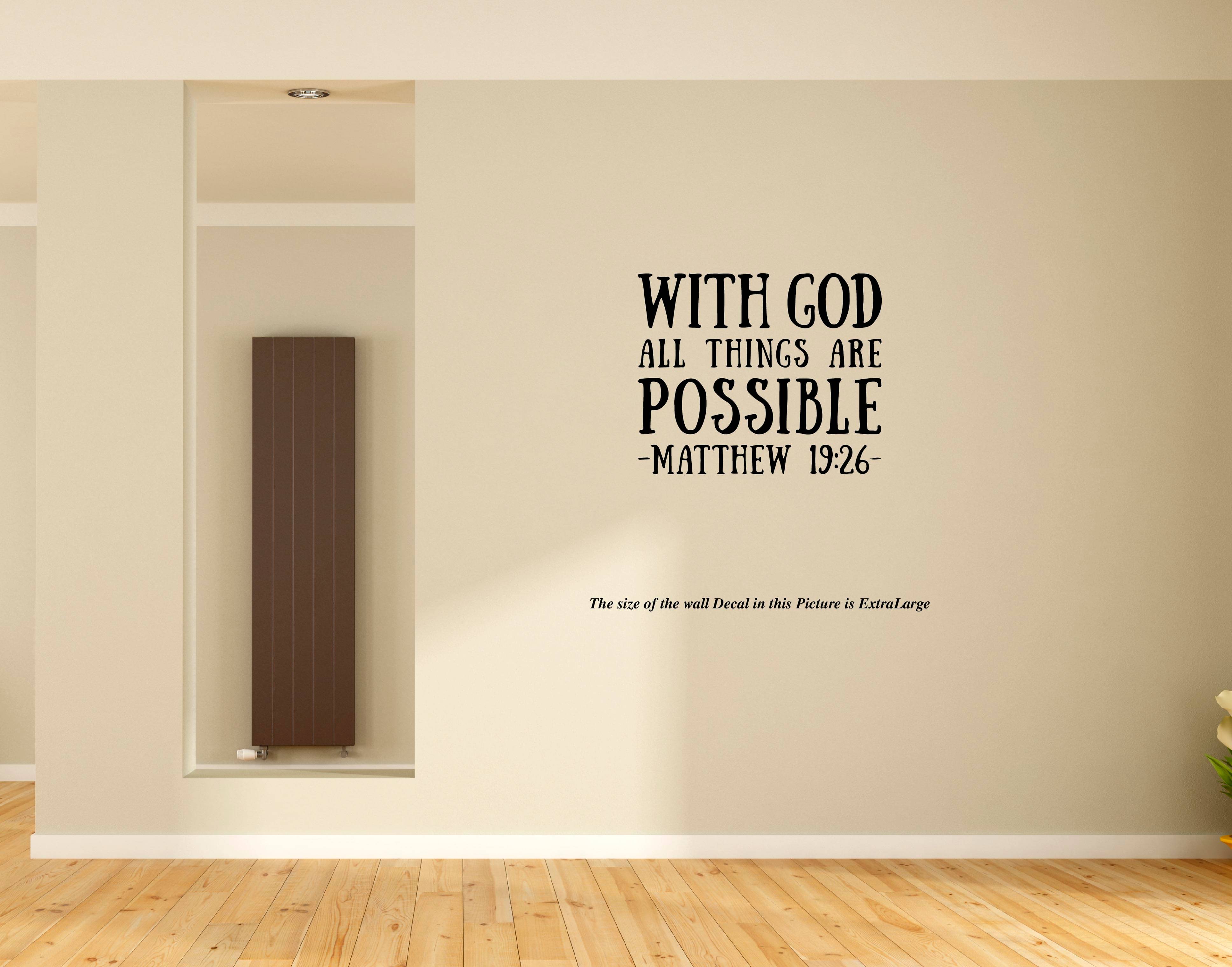 PEACOCKRIDE With God All Things I Matthew 19:26 I Jesus I Jesus Christ I Bible Quote I Wall Decal Wall Stickers PEACOCKRIDE With God All Things I Matthew 19:26 I Jesus I Jesus Christ I Bible Quote I Wall Decal Wall Stickers