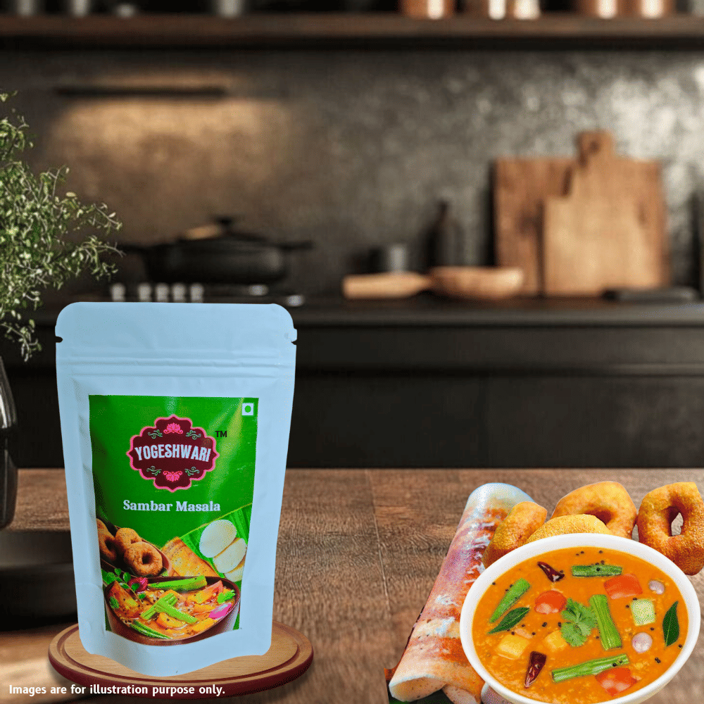Yogeshwari YOGESHWARI Sambar Masala No Onion-Garlic, Masala 100 gm Pack of 2 Yogeshwari YOGESHWARI Sambar Masala No Onion-Garlic, Masala 100 gm Pack of 2