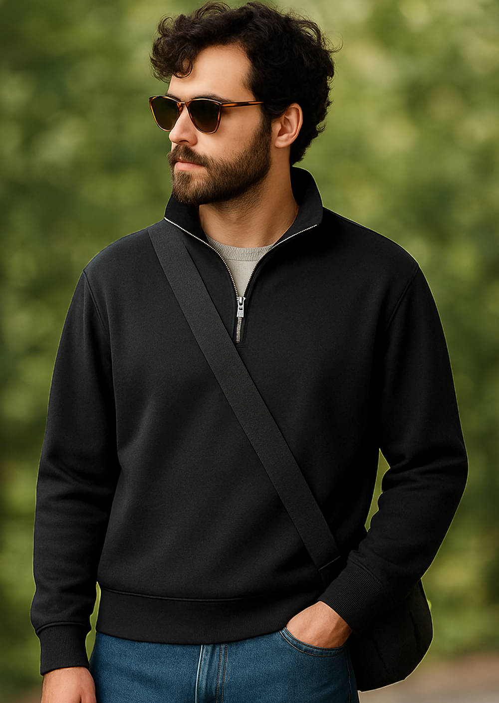 clafoutis Fleece Mandarin Collar Men's Sweatshirt - Black ( Pack of 1 )     			clafoutis Fleece Mandarin Collar Men's Sweatshirt - Black ( Pack of 1 )