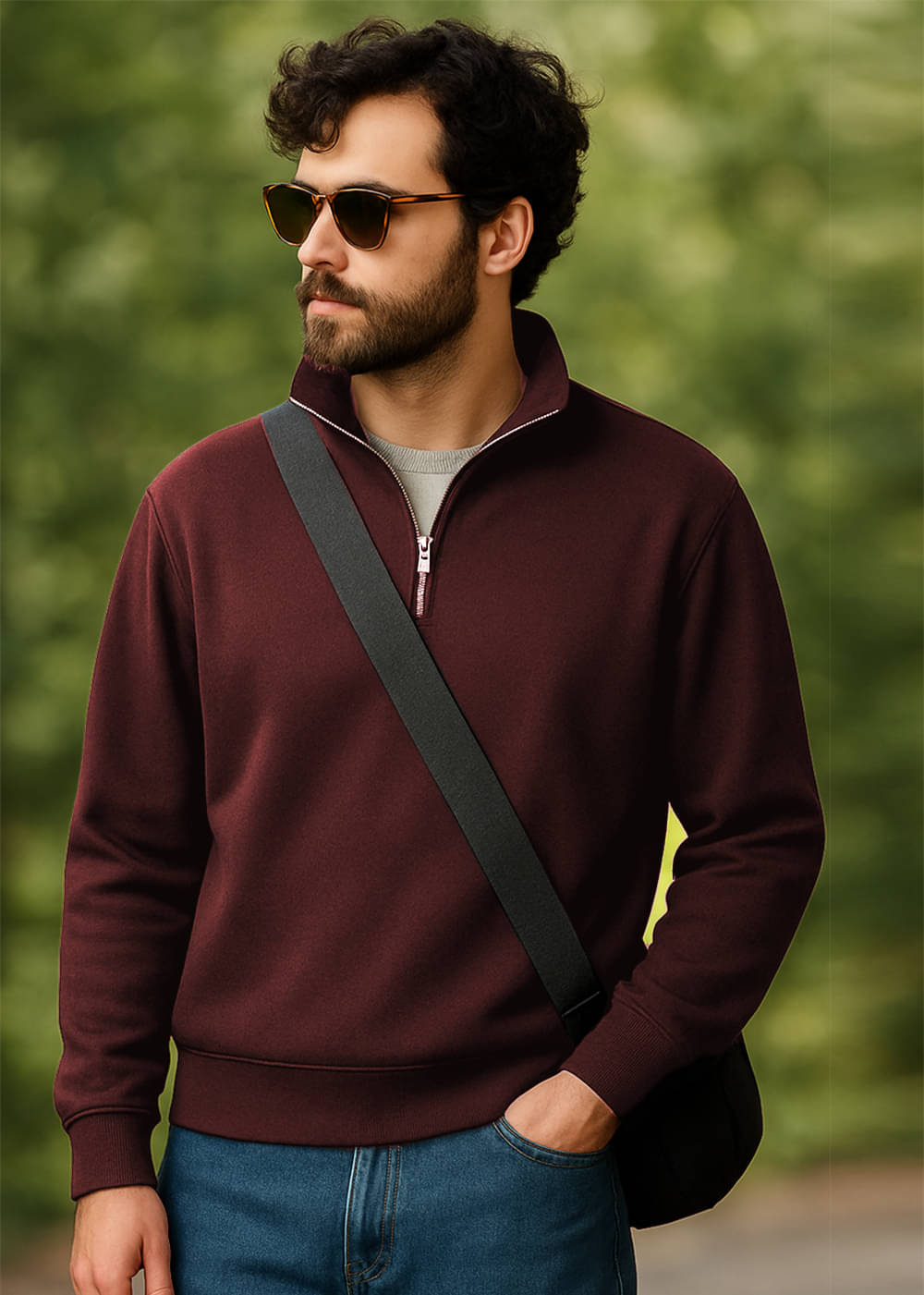 clafoutis Fleece Mandarin Collar Men's Sweatshirt - Maroon ( Pack of 1 ) clafoutis Fleece Mandarin Collar Men's Sweatshirt - Maroon ( Pack of 1 )