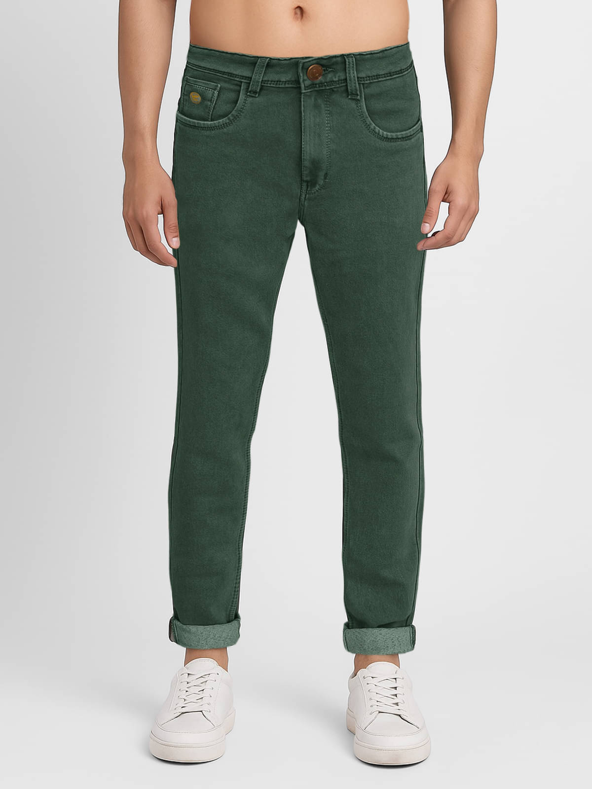     			plounge Slim Fit Clean Look Men's Jeans - Green ( Pack of 1 )