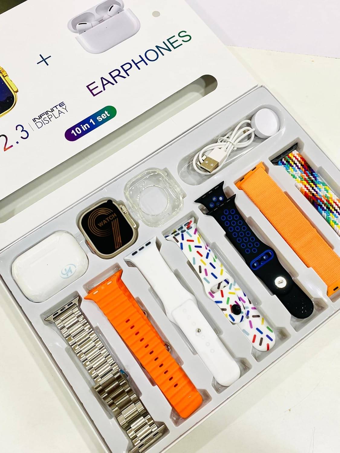 10 in 1 Set 7 Belts with free BT Calling Smart Watch with AMOLED Display & Activity, Health Tracker for Men & Women, Multicolor 10 in 1 Set 7 Belts with free BT Calling Smart Watch with AMOLED Display & Activity, Health Tracker for Men & Women, Multicolor