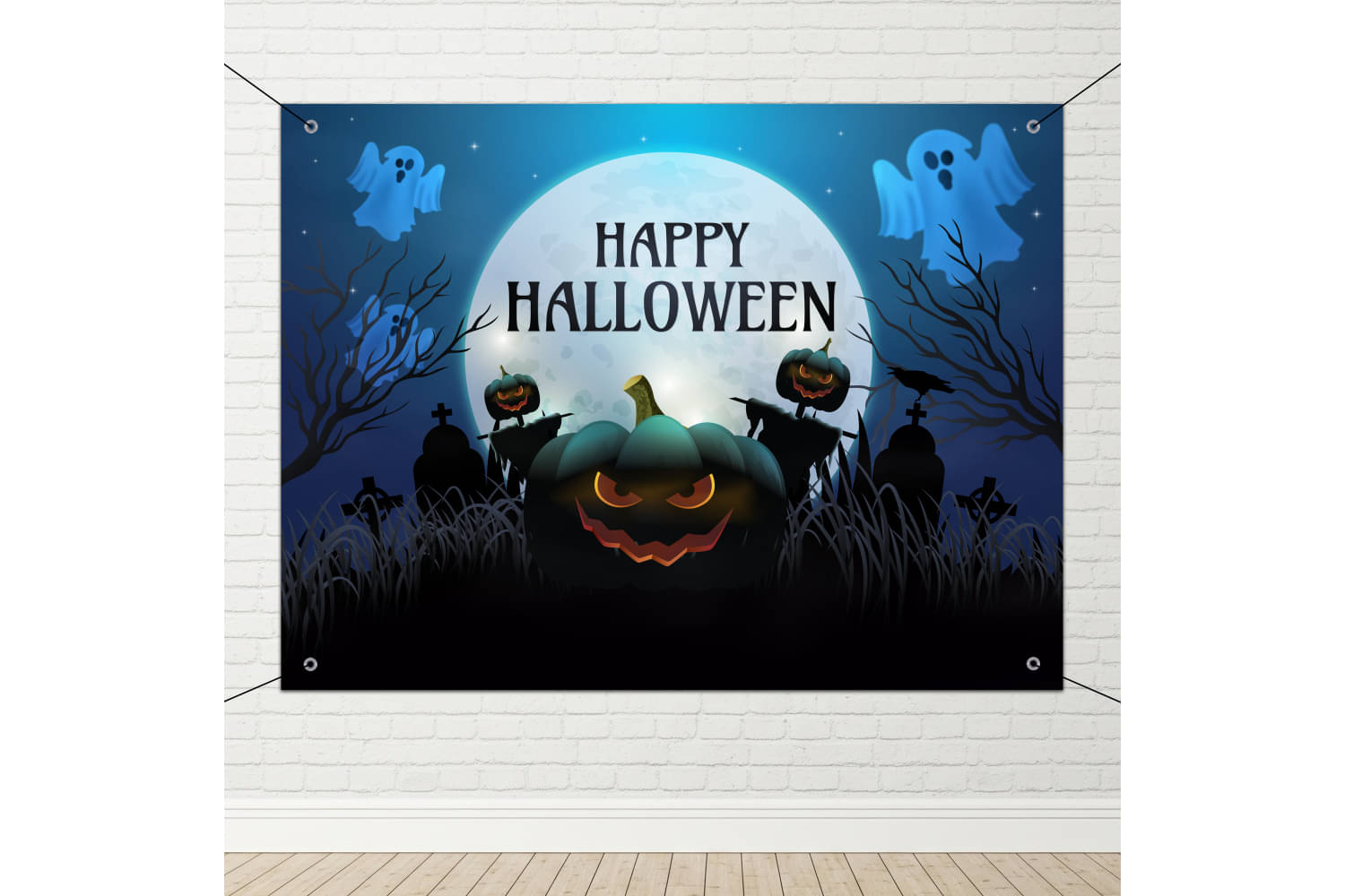 1iAM Halloween Decoration Flex 4x3ft | Pack of 4 - Blue Happy Halloween Printed Flex Backdrop, Gummy Hooks & Ring Ribbon For Wall Decor, Photoshoot Background | Perfect For Diwali, Bhoot Chaturdashi 1iAM Halloween Decoration Flex 4x3ft | Pack of 4 - Blue Happy Halloween Printed Flex Backdrop, Gummy Hooks & Ring Ribbon For Wall Decor, Photoshoot Background | Perfect For Diwali, Bhoot Chaturdashi
