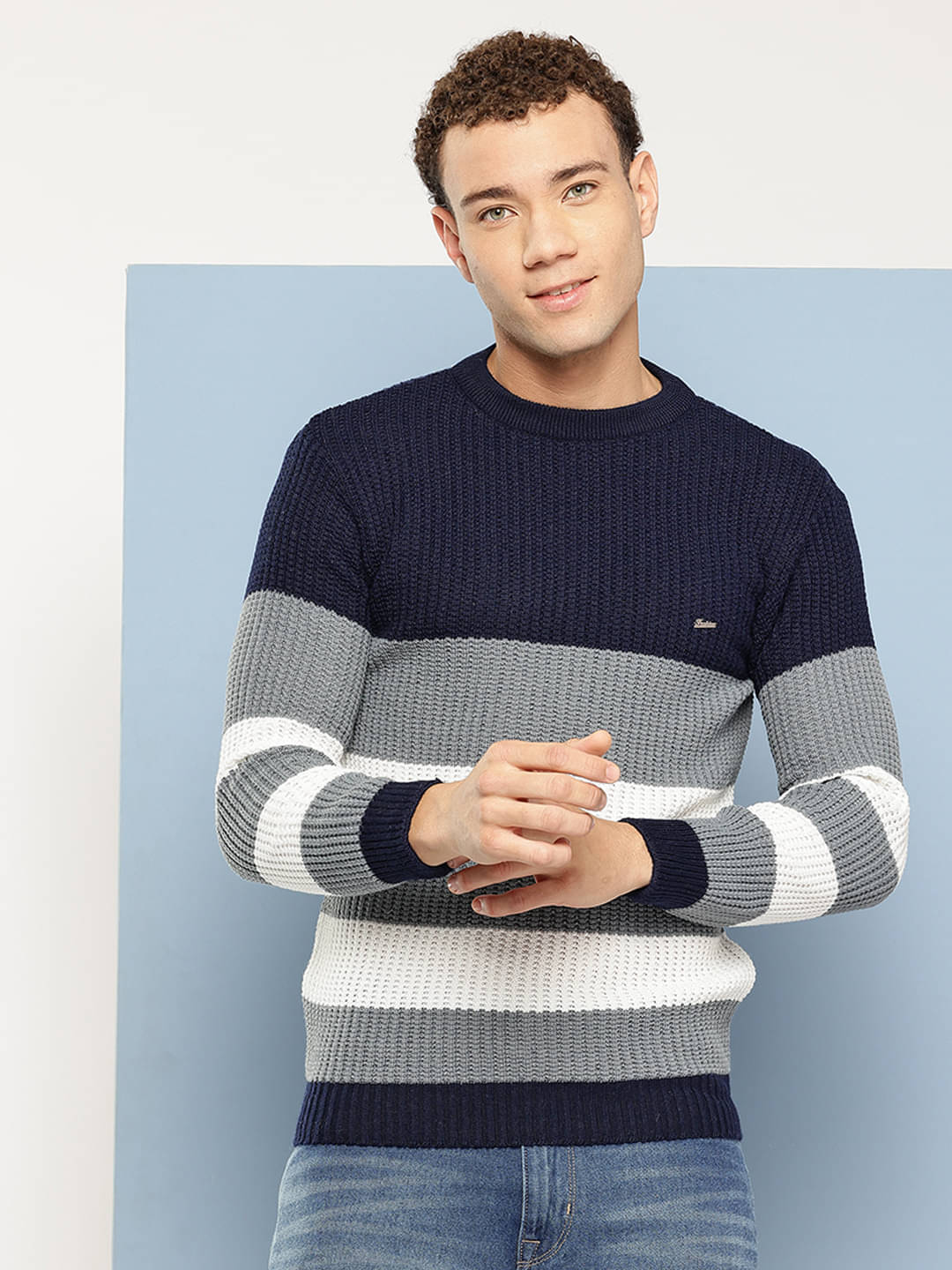 Aarika Woollen Round Neck Men's Full Sleeves Pullover Sweater - Navy Blue ( Pack of 1 )     			Aarika Woollen Round Neck Men's Full Sleeves Pullover Sweater - Navy Blue ( Pack of 1 )