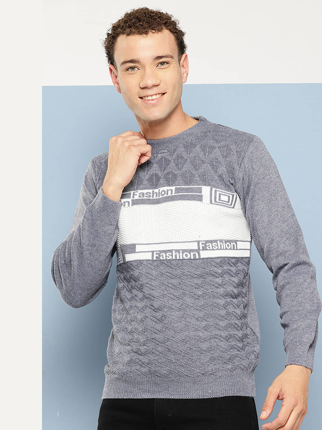 Aarika Woollen Round Neck Men's Full Sleeves Pullover Sweater - Grey ( Pack of 1 )