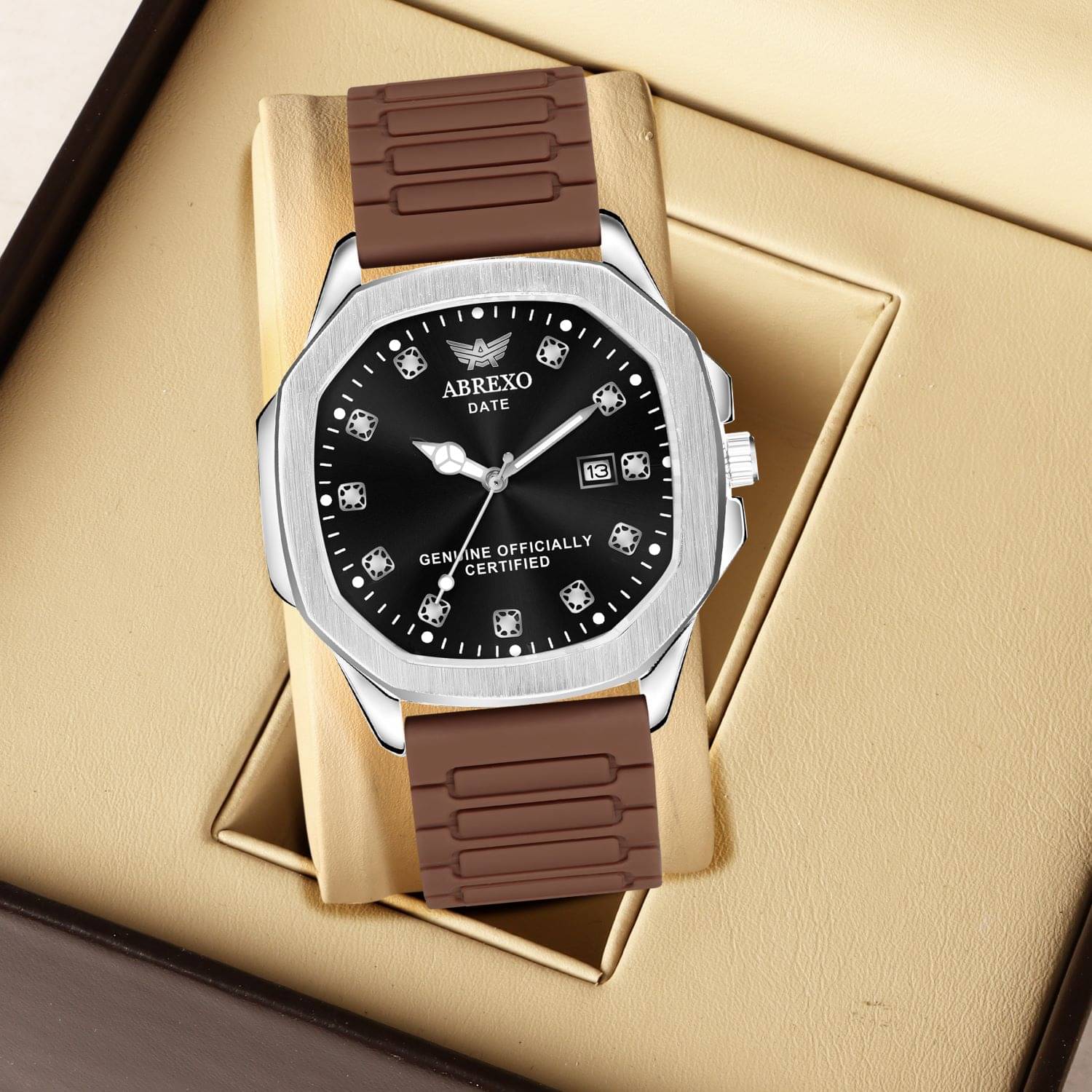     			Abrexo Brown Silicon Analog Men's Watch