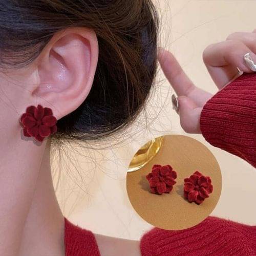     			Adornity Red Stud Earrings ( Pack of 1 )