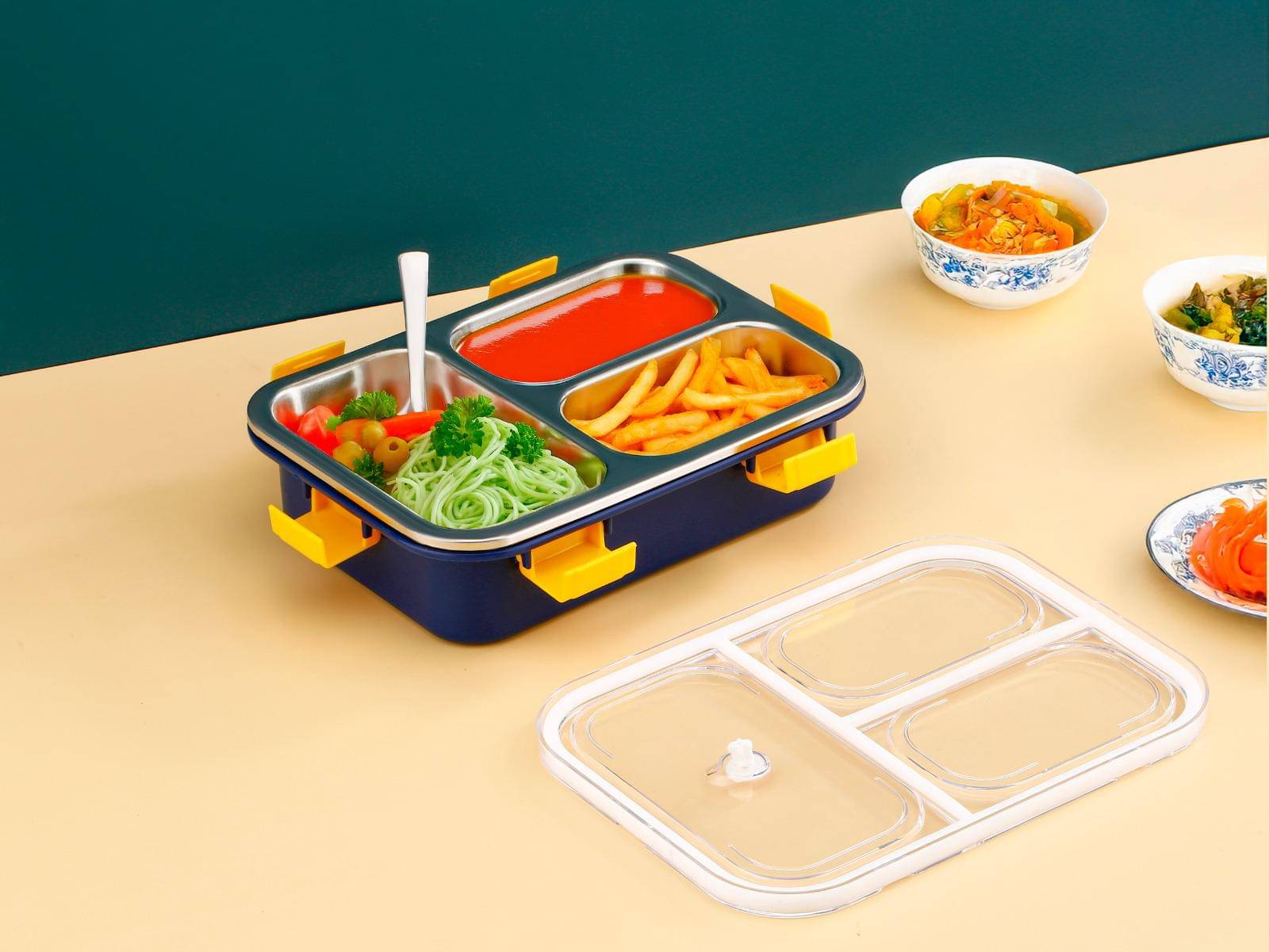 Amvi - Multicolor Stainless Steel Lunch Box ( Pack of 1 )     			Amvi - Multicolor Stainless Steel Lunch Box ( Pack of 1 )