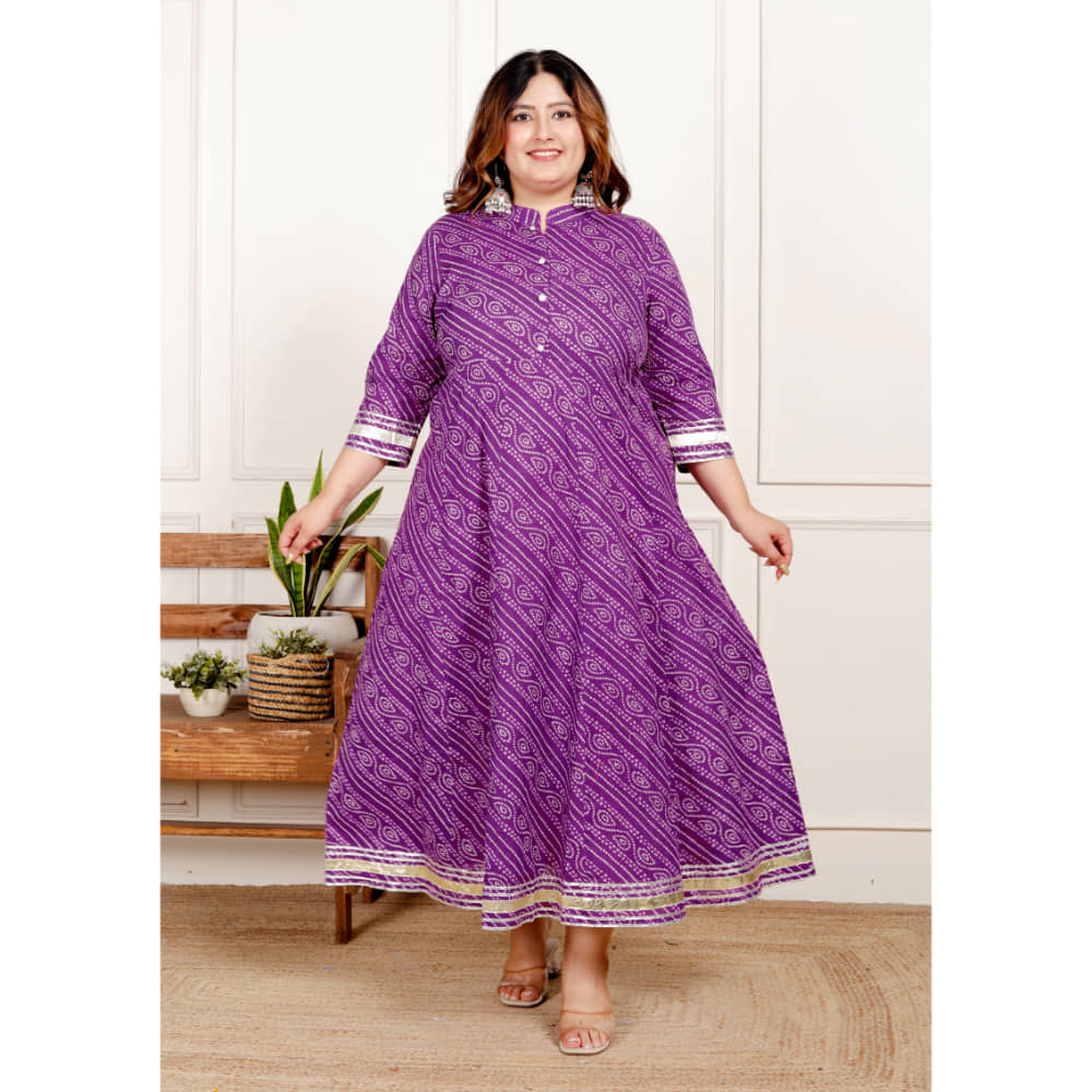 Avnii Women Cotton Printed Gown ( Purple )